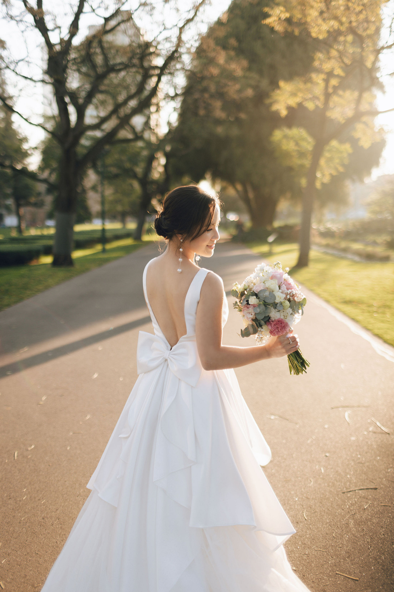 Melbourne Pre-Wedding Photoshoot | Cafe, Redwood Forest, City Streets & Carlton Gardens at Carlton Gardens pre-wedding photo