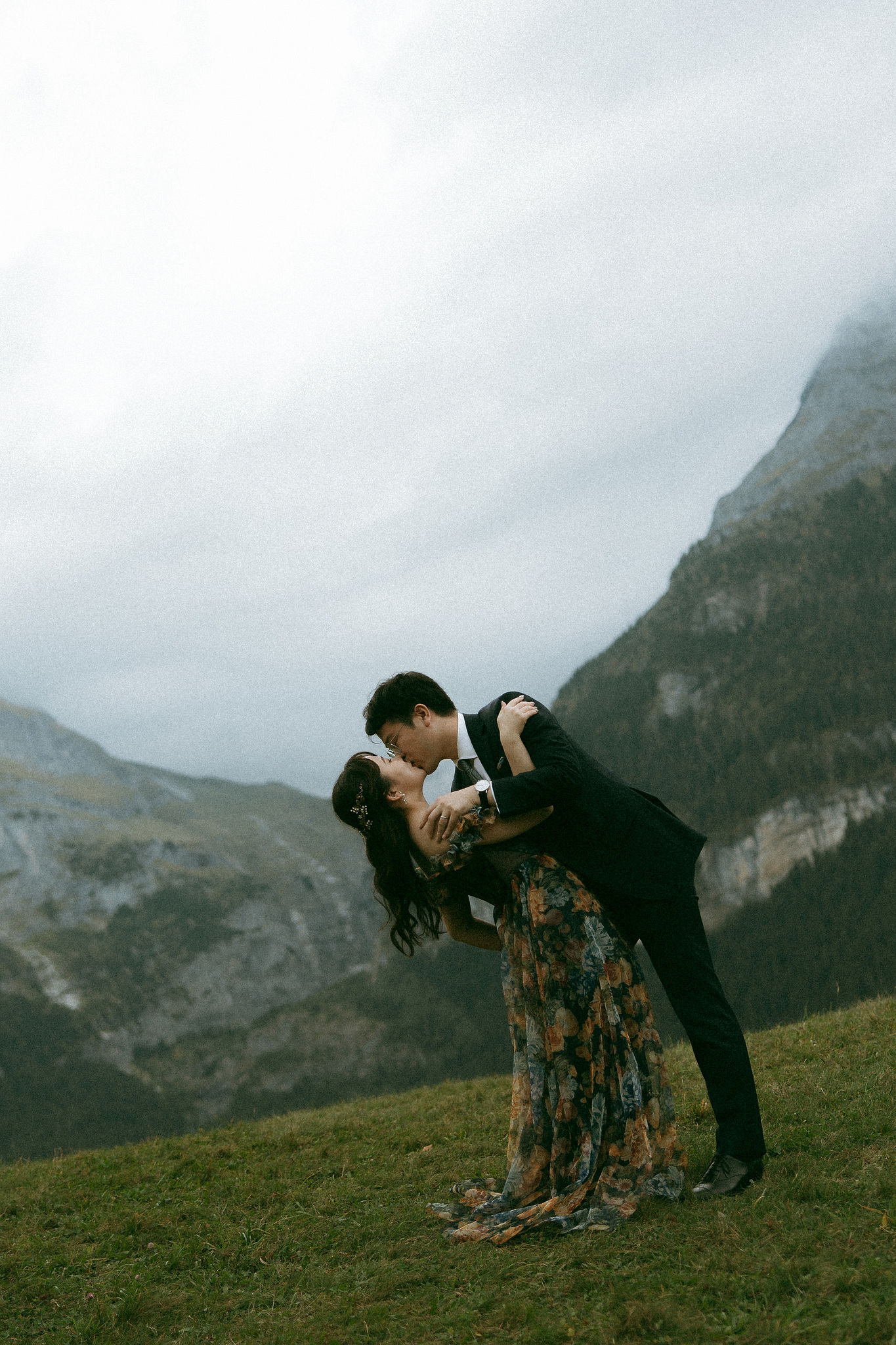 Switzerland Honeymoon Photoshoot Lucerne City Grindelwald First Cliff Lauterbrunnen Village at Grindelwald pre-wedding photo
