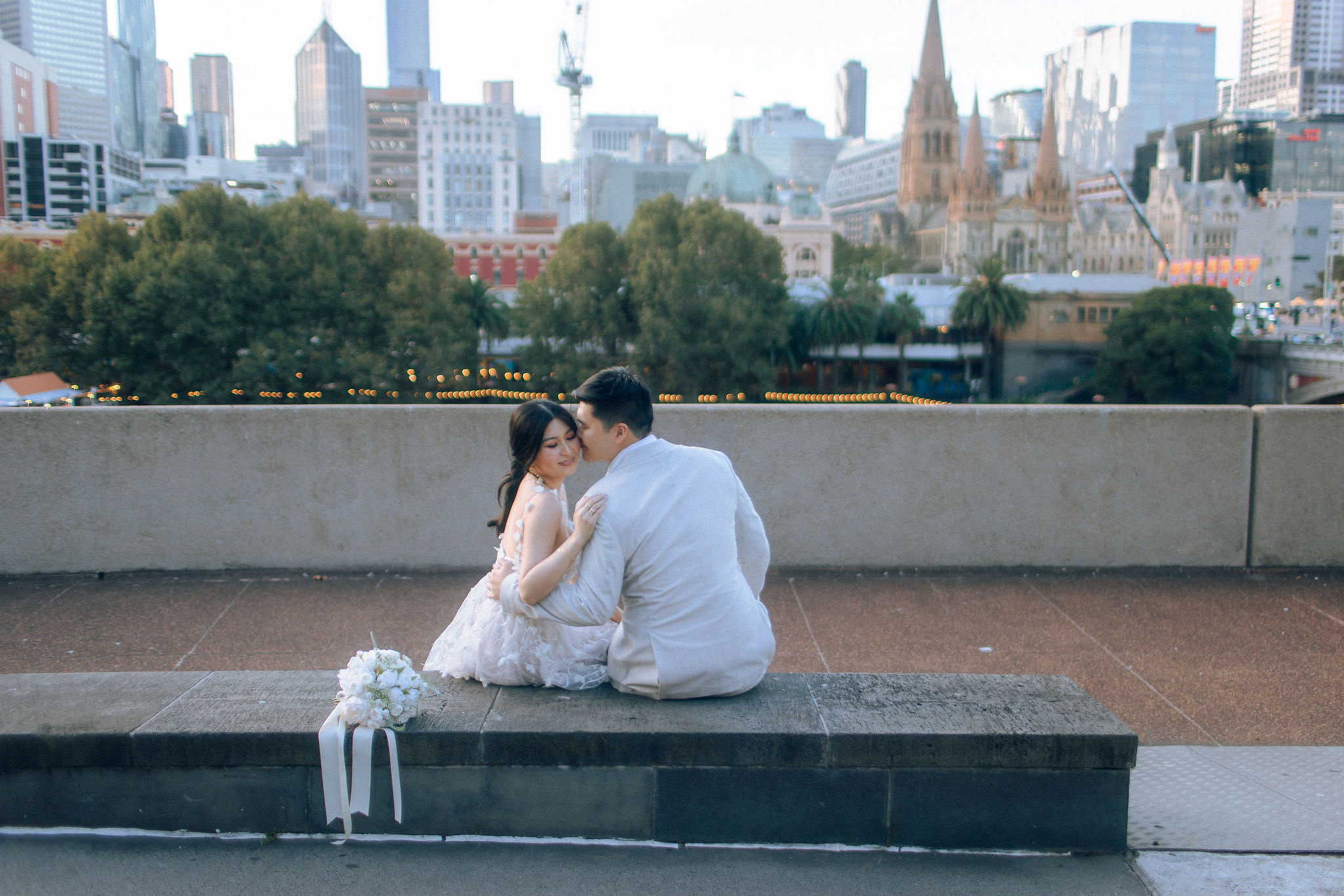 Melbourne Pre-Wedding Photoshoot | Mont Du Soleil, St Patrick Cathedral, The Parliament House & Prince Bridge at Prince Bridge pre-wedding photo