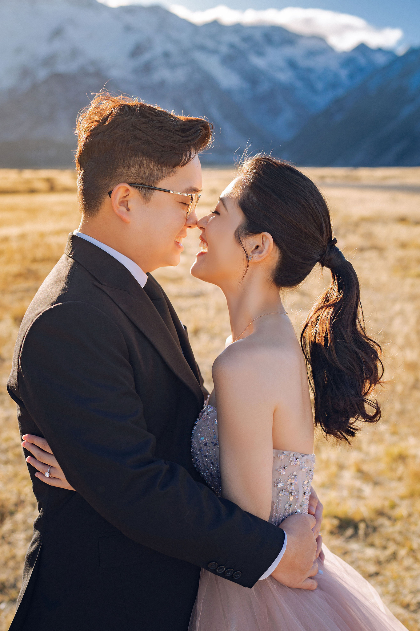 New Zealand Pre-Wedding Photoshoot | Arrowtown, Isobel Glacier, Alpaca Farm, Lake Tekapo & Mount Cook National Park at Mount Cook National Park pre-wedding photo