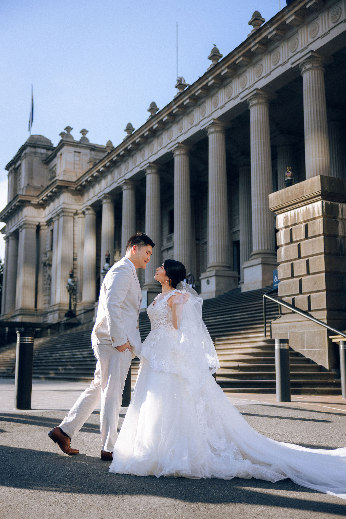 Melbourne Pre-Wedding Photoshoot | Mont Du Soleil, St Patrick Cathedral, The Parliament House & Prince Bridge at The Parliament House pre-wedding photo