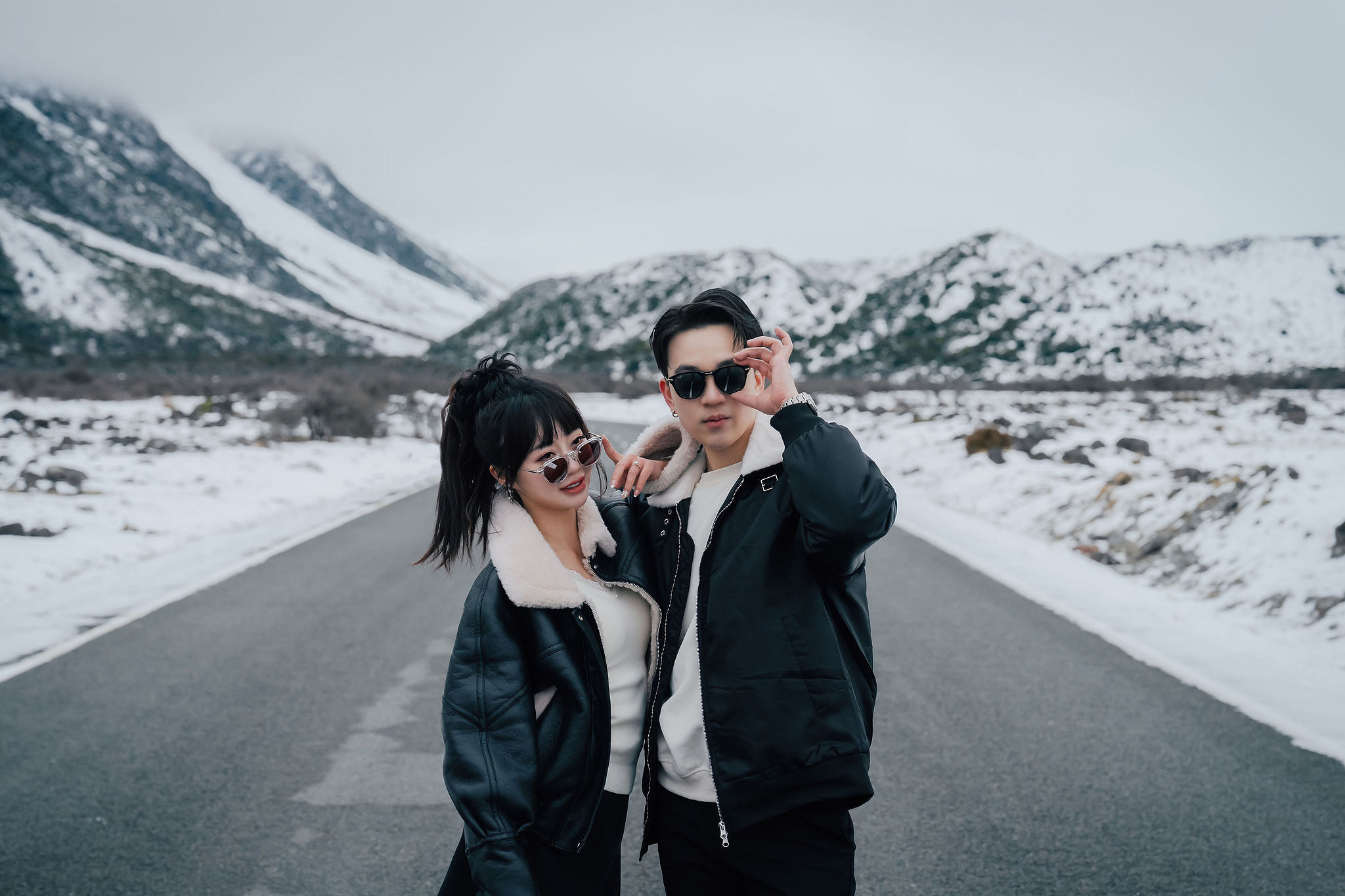 New Zealand Pre-Wedding Photoshoot | Lake Wakatipu, Fog Peak, Lake Tekapo, Glacier & Mount Cook National Park at Mount Cook National Park pre-wedding photo