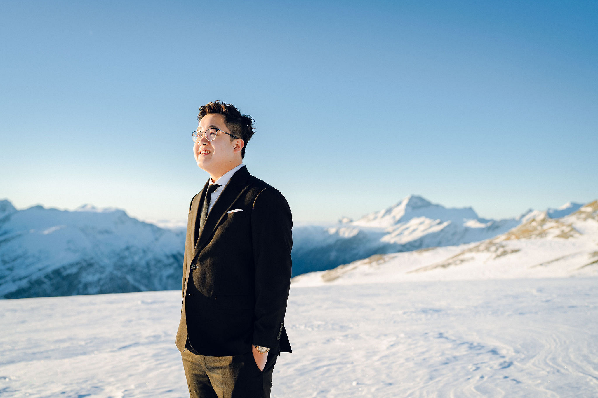 New Zealand Pre-Wedding Photoshoot | Arrowtown, Isobel Glacier, Alpaca Farm, Lake Tekapo & Mount Cook National Park at Isobel Glacier pre-wedding photo