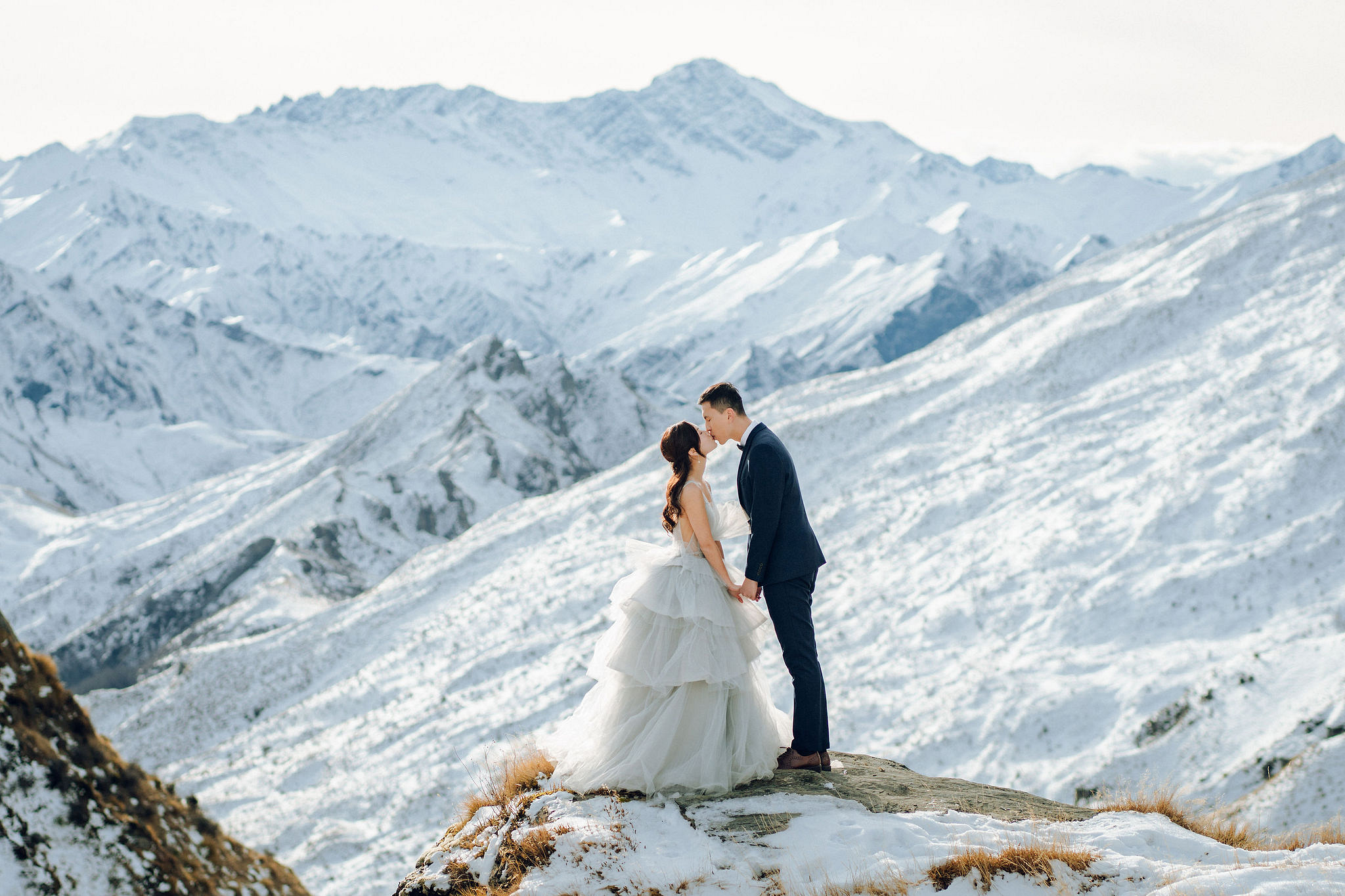 New Zealand Pre-Wedding Photoshoot with Lake Wakatipu, Skippers Canyon, Lake Tekapo, Mount Cook, and Omarama Clay Cliffs at Skippers Canyon pre-wedding photo
