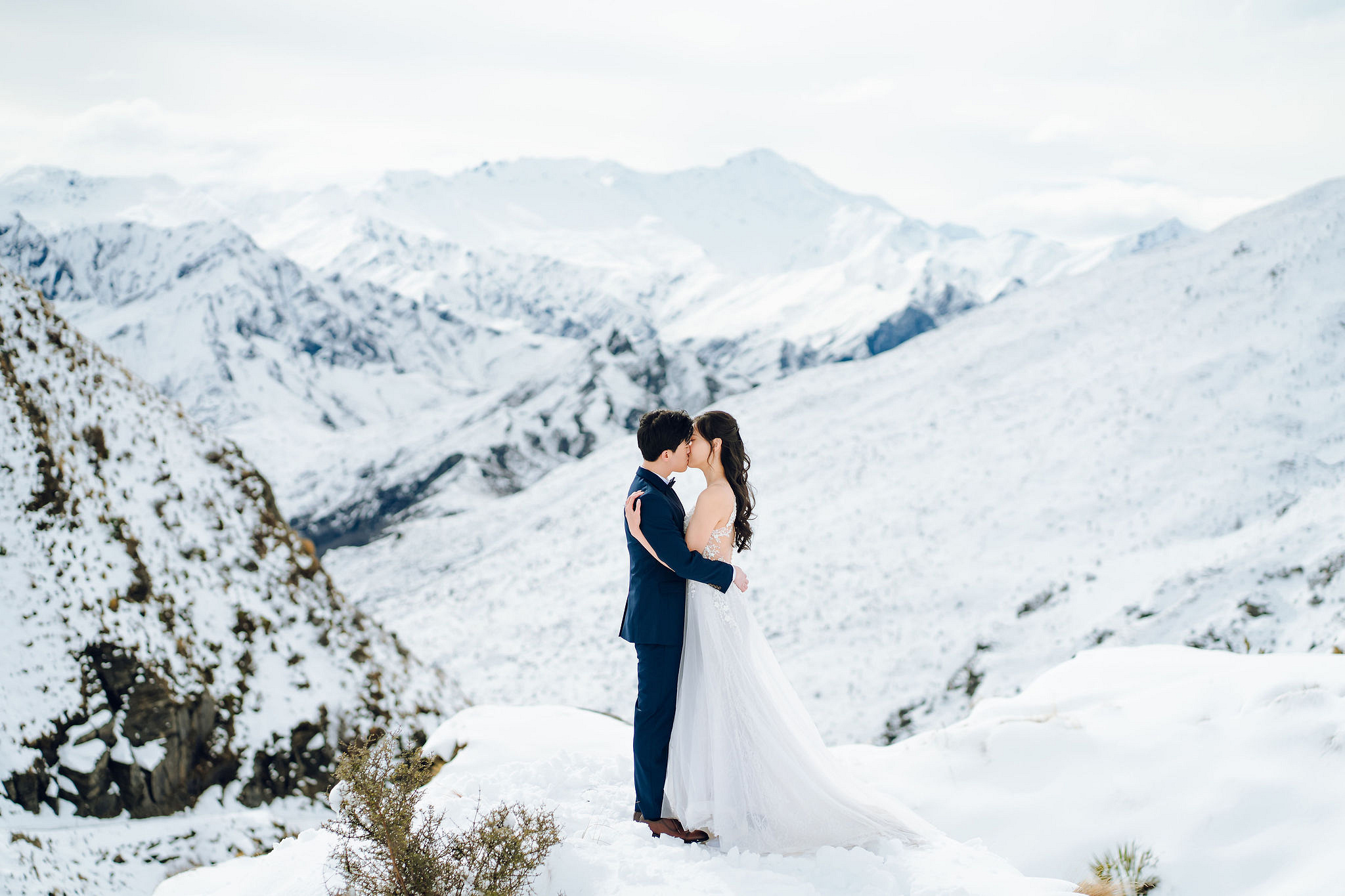 New Zealand Pre-Wedding Photoshoot | Cherry Blossoms, Coromandel Peak & Lake Wakatipu at Coromandel Peak pre-wedding photo