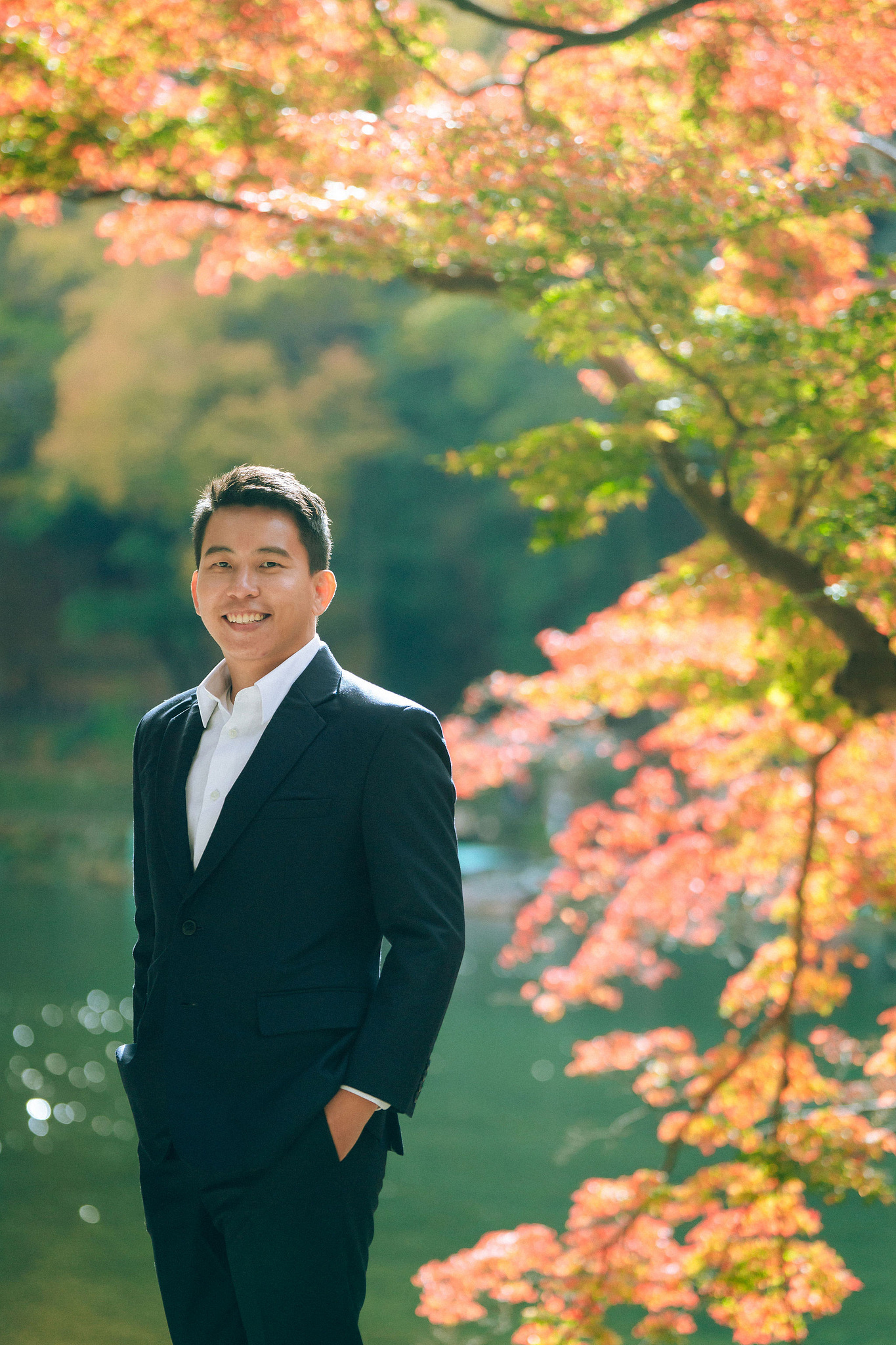 Kyoto Pre-Wedding Photoshoot | Arashiyama River, Arashiyama Temple & Mt. Wakakusa at Arashiyama River pre-wedding photo