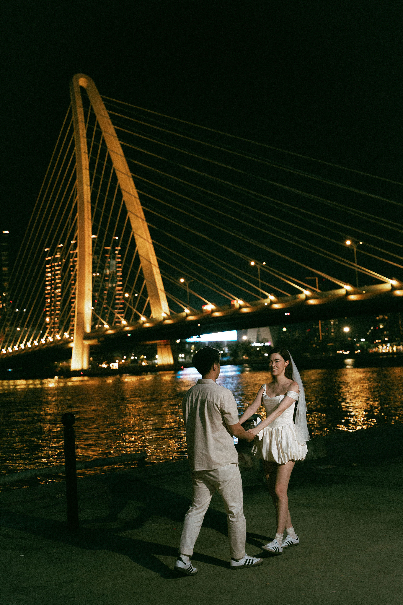 Ho Chi Minh Vietnam Pre-Wedding Photoshoot | European Film Studio, Market Streets & Saigon Bridge at Saigon Bridge pre-wedding photo