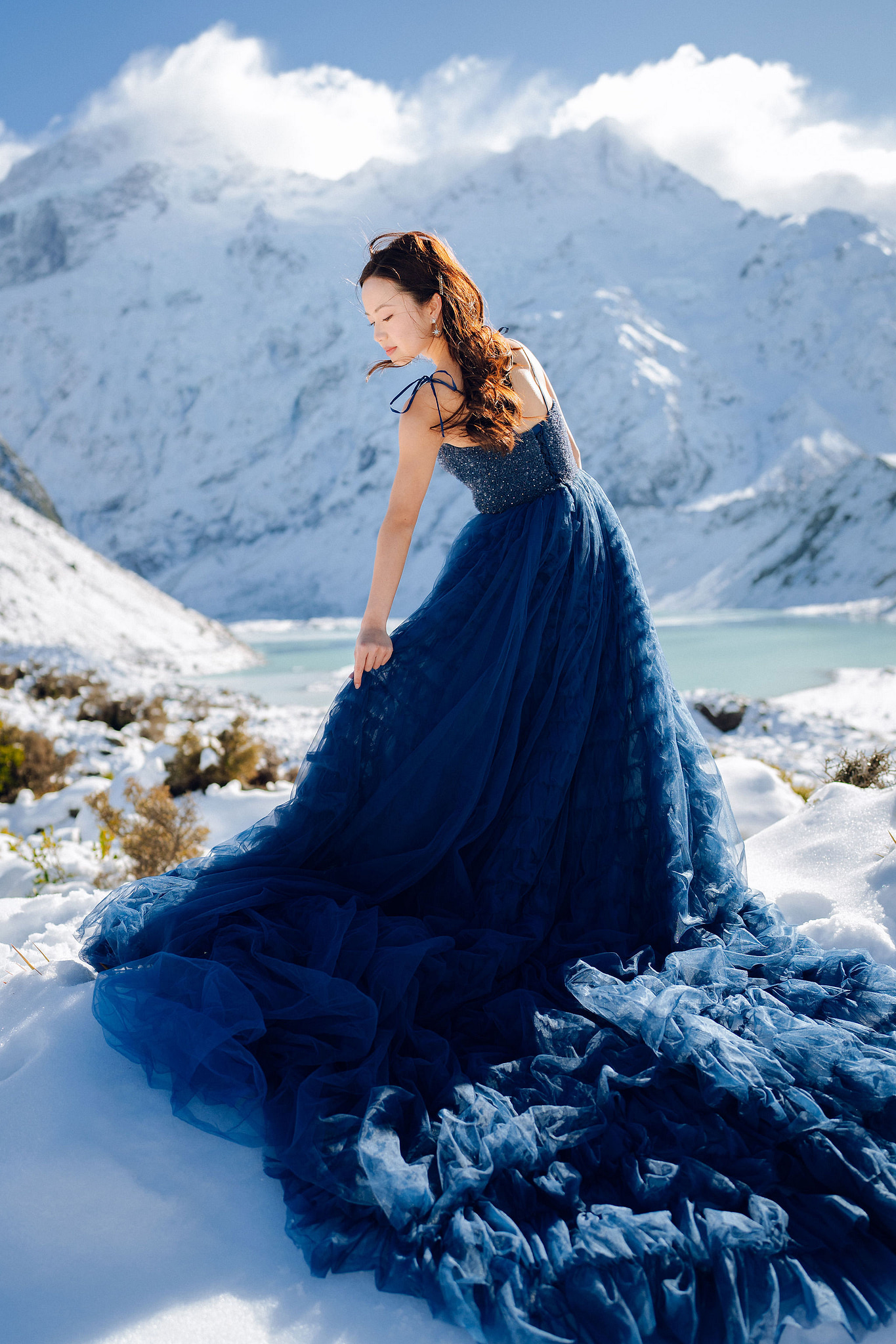 New Zealand Pre-Wedding Photoshoot with Lake Wakatipu, Skippers Canyon, Lake Tekapo, Mount Cook, and Omarama Clay Cliffs at Lake Tekapo & Mount Cook National Park pre-wedding photo