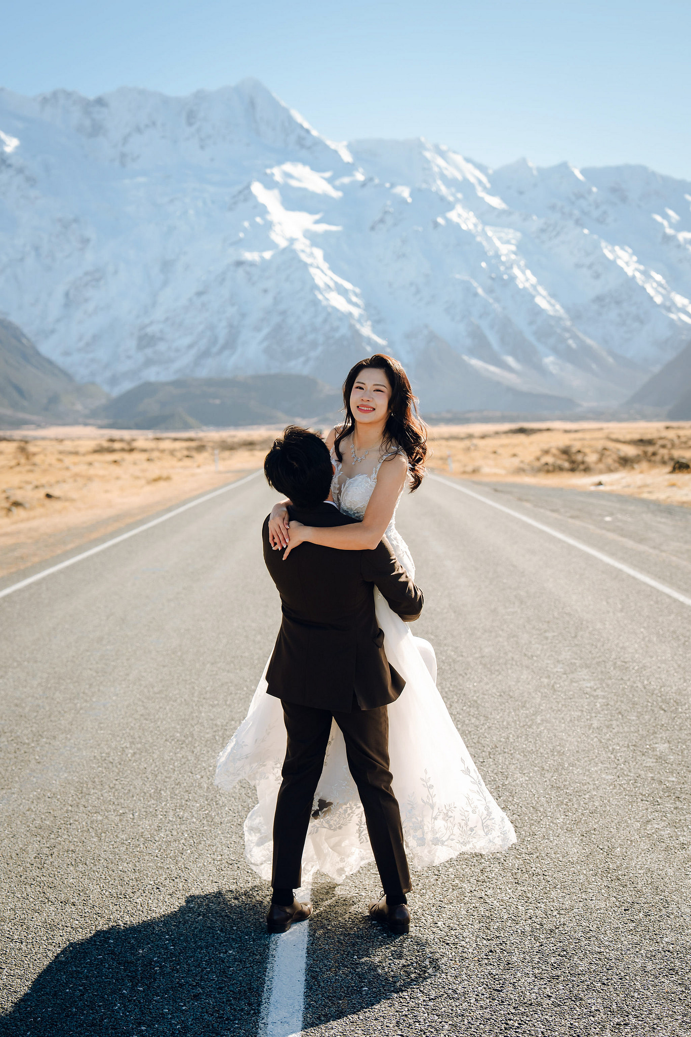 New Zealand Pre-Wedding Photoshoot | Lake Wakatipu & Cecil Peak, Glacier & Mount Cook National Park at Mount Cook National Park pre-wedding photo