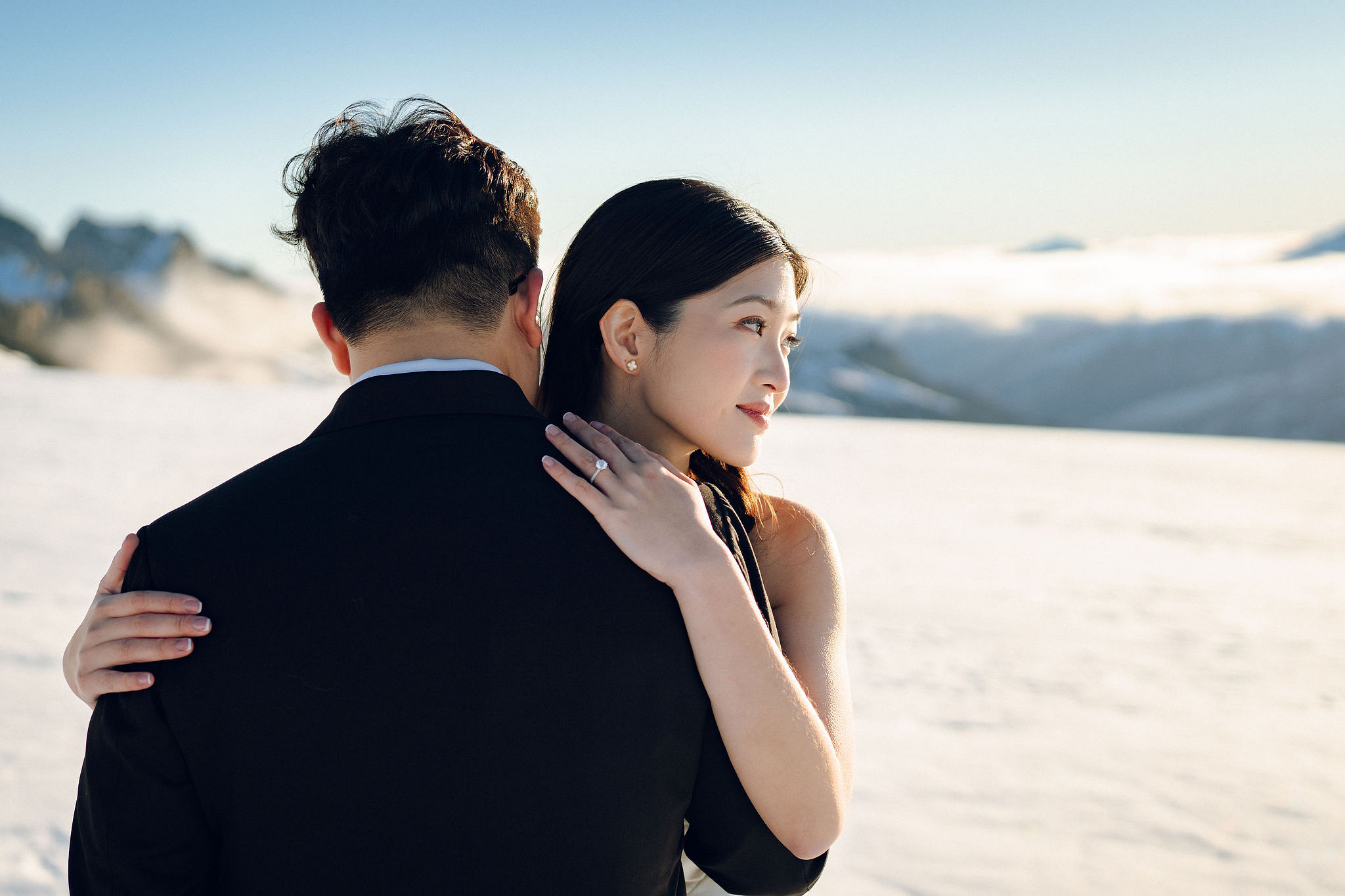 New Zealand Pre-Wedding Photoshoot | Arrowtown, Isobel Glacier, Alpaca Farm, Lake Tekapo & Mount Cook National Park at Isobel Glacier pre-wedding photo