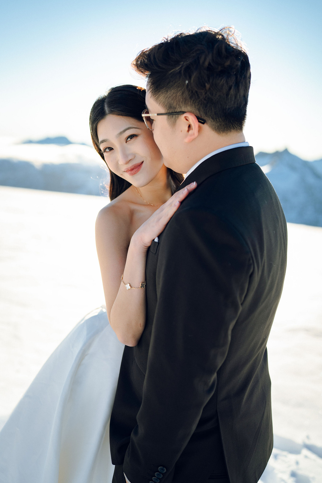 New Zealand Pre-Wedding Photoshoot | Arrowtown, Isobel Glacier, Alpaca Farm, Lake Tekapo & Mount Cook National Park at Isobel Glacier pre-wedding photo