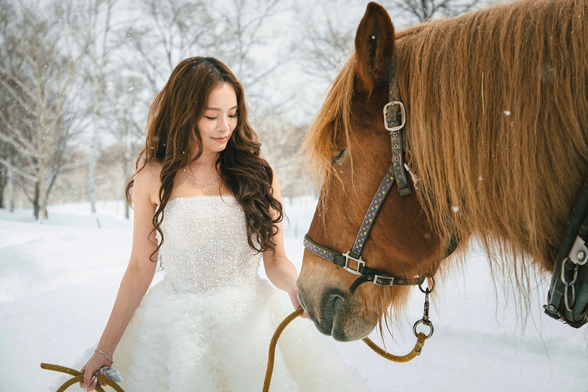 Hokkaido Pre-Wedding Photoshoot | Birch Forest, Rusutsu Resort & Hirafu Village at Birch Forest pre-wedding photo