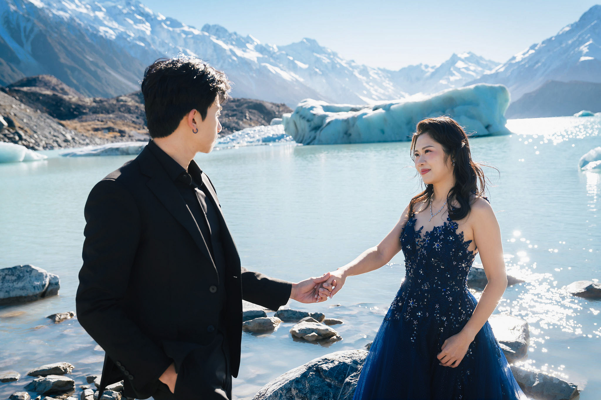 New Zealand Pre-Wedding Photoshoot | Lake Wakatipu & Cecil Peak, Glacier & Mount Cook National Park at Glacier pre-wedding photo