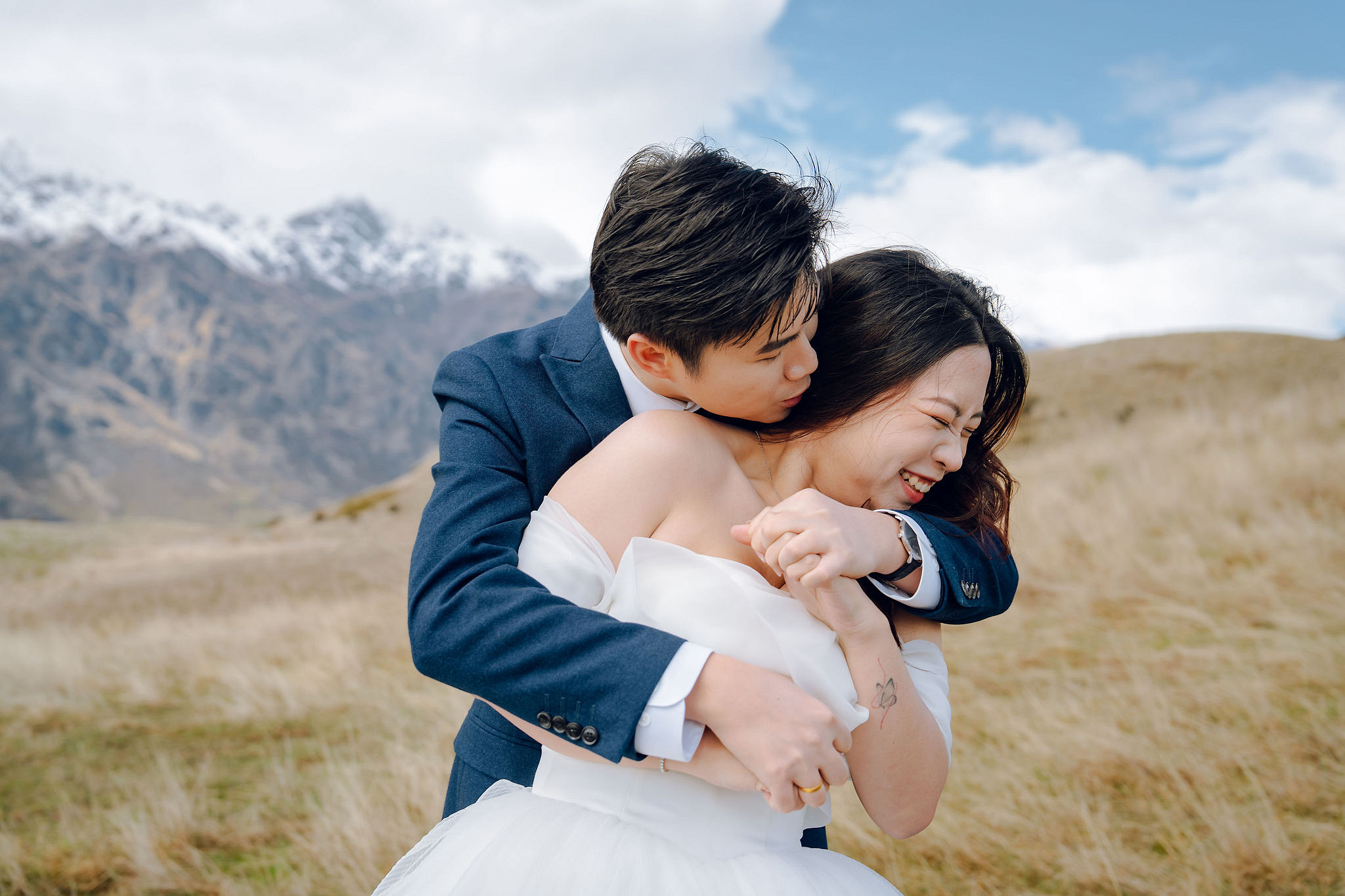 New Zealand Pre-Wedding Photoshoot | Lake Wakatipu, Alta Tarns, Coromandel Peak to Mount Cook at Lake Wakatipu pre-wedding photo