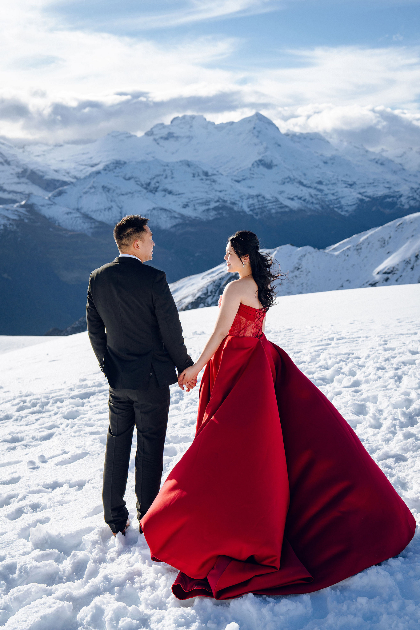 New Zealand Pre-Wedding Photoshoot | Lake Tekapo, Mount Cook, Tasman Glacier & Lake Wakatipu at Mount Invincible pre-wedding photo