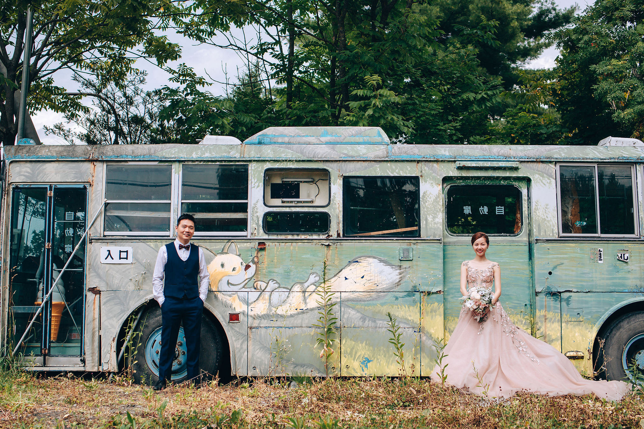 Hokkaido Summer Rainbow Flowers and Railway Track Japan Prewedding Photoshoot at Furano pre-wedding photo