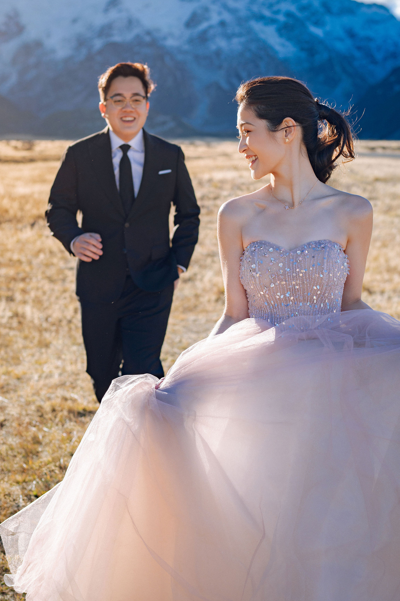 New Zealand Pre-Wedding Photoshoot | Arrowtown, Isobel Glacier, Alpaca Farm, Lake Tekapo & Mount Cook National Park at Mount Cook National Park pre-wedding photo