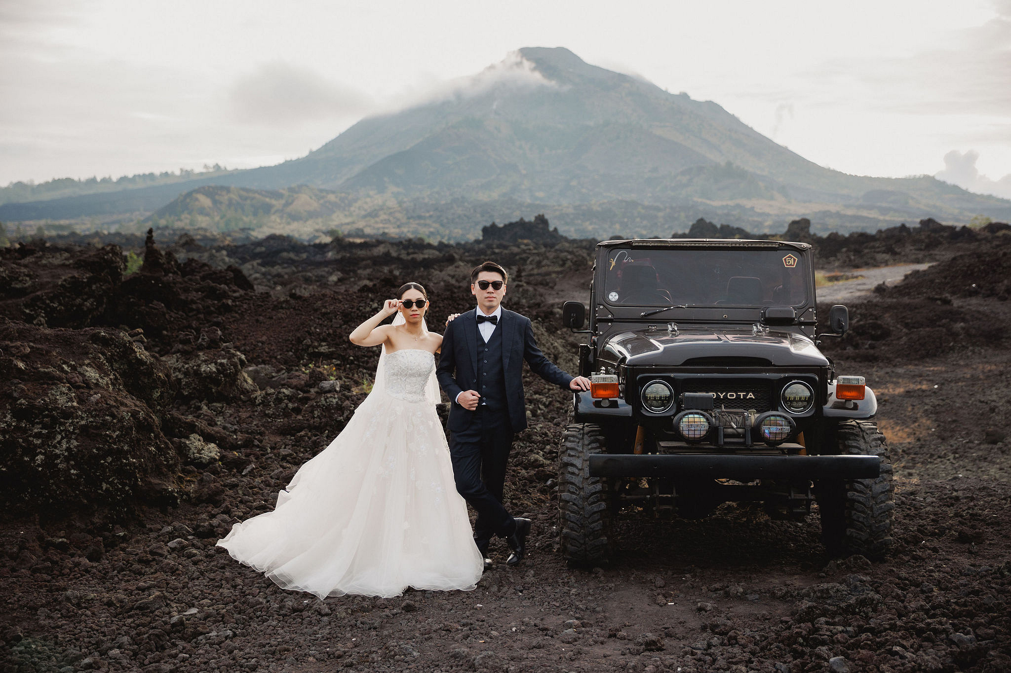 Bali Pre-Wedding Photoshoot | Mt. Batur Lava Fields, Blangsinga Waterfall & Balangan Beach at Mt. Batur Lava Fields pre-wedding photo