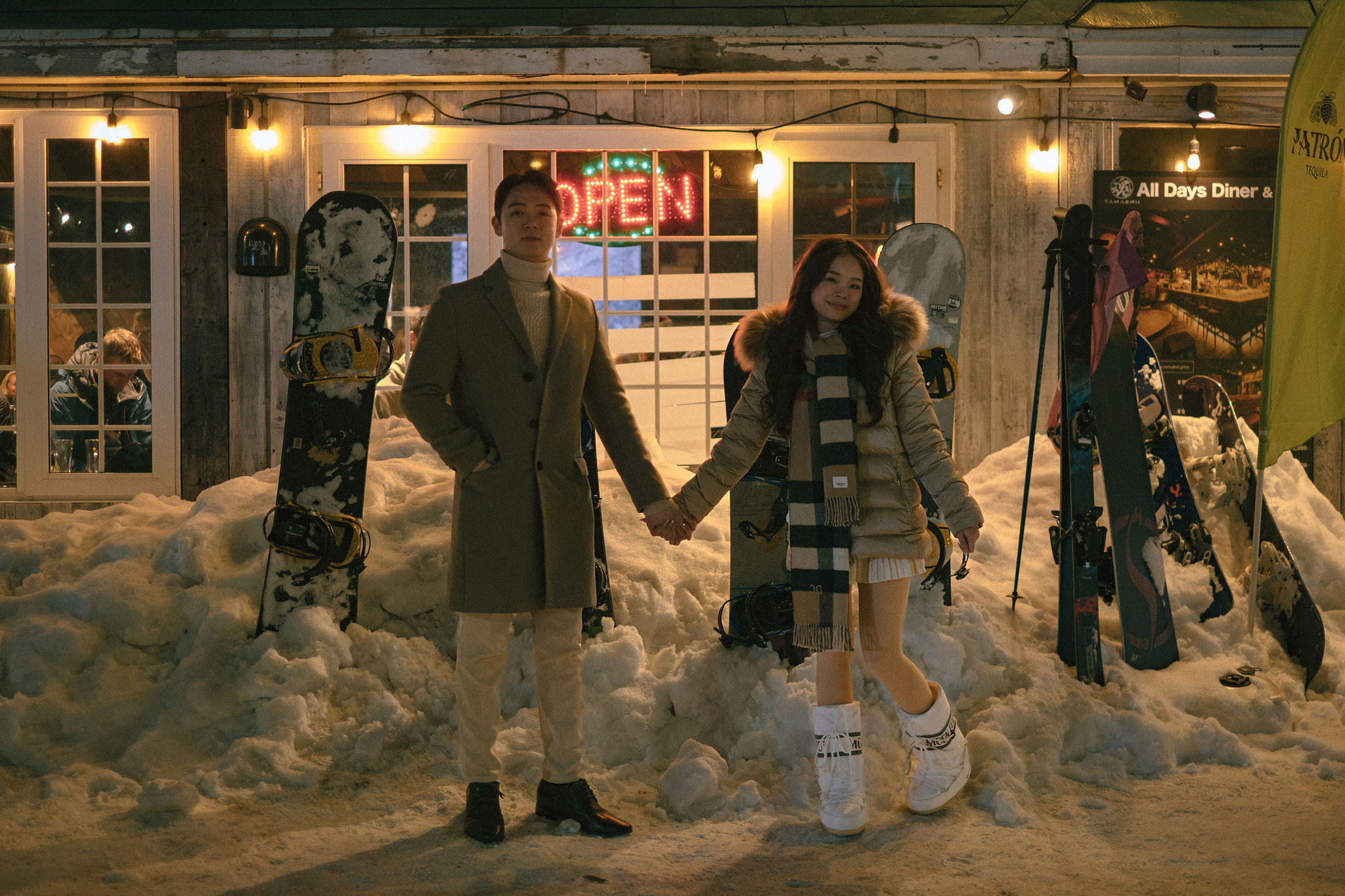 Hokkaido Pre-Wedding Photoshoot | Birch Forest, Rusutsu Resort & Hirafu Village at Hirafu Village pre-wedding photo