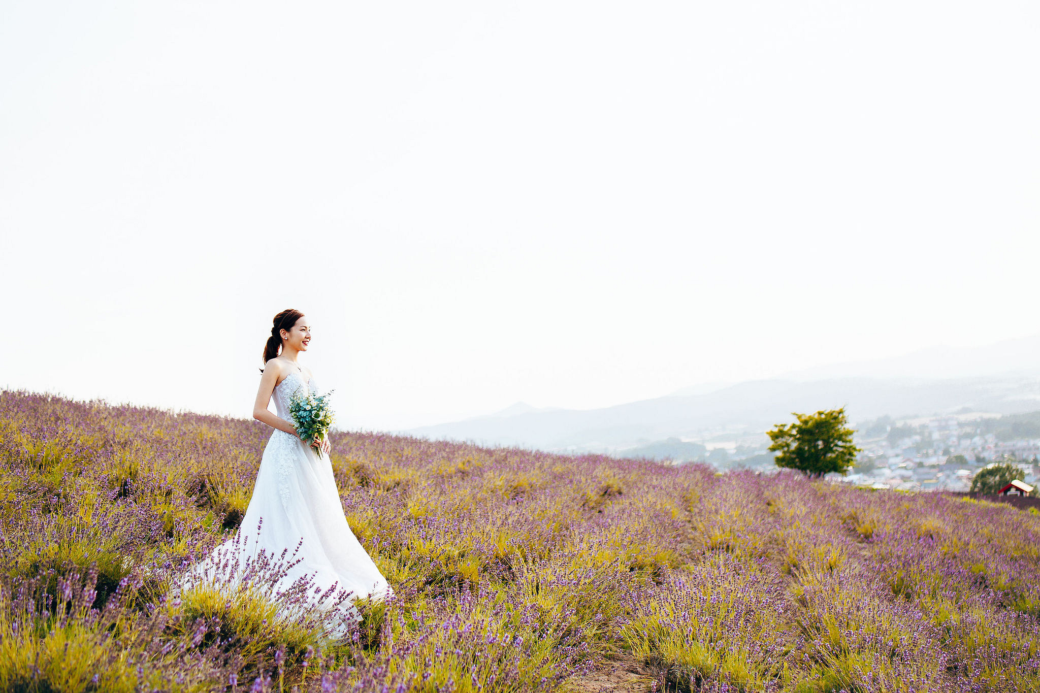 Hokkaido Summer Rainbow Flowers and Railway Track Japan Prewedding Photoshoot at Furano pre-wedding photo