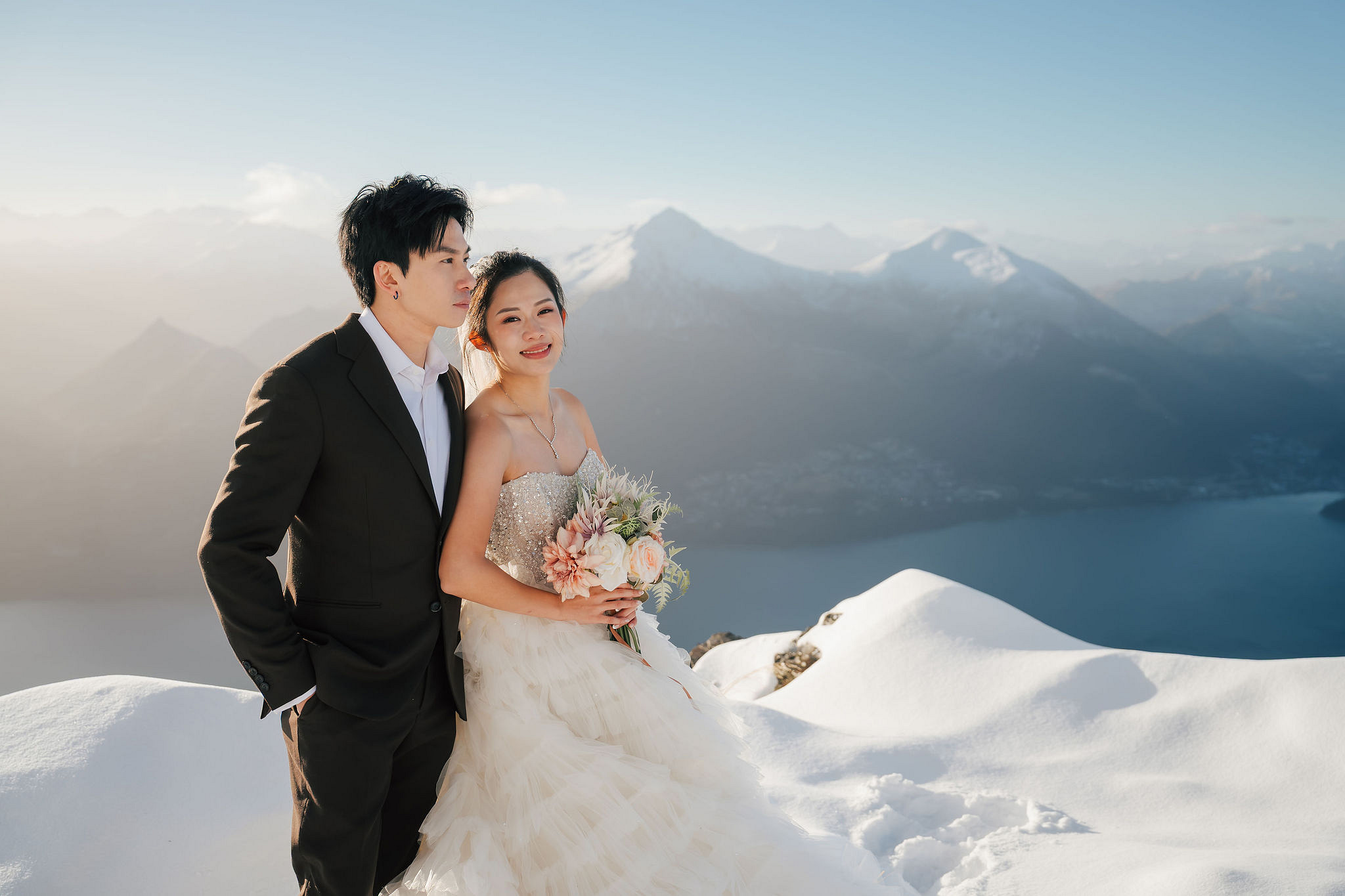 New Zealand Pre-Wedding Photoshoot | Lake Wakatipu & Cecil Peak, Glacier & Mount Cook National Park at Lake Wakatipu & Cecil Peak pre-wedding photo
