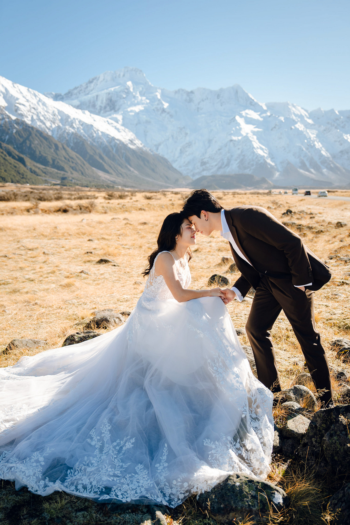New Zealand Pre-Wedding Photoshoot | Lake Wakatipu & Cecil Peak, Glacier & Mount Cook National Park at Mount Cook National Park pre-wedding photo