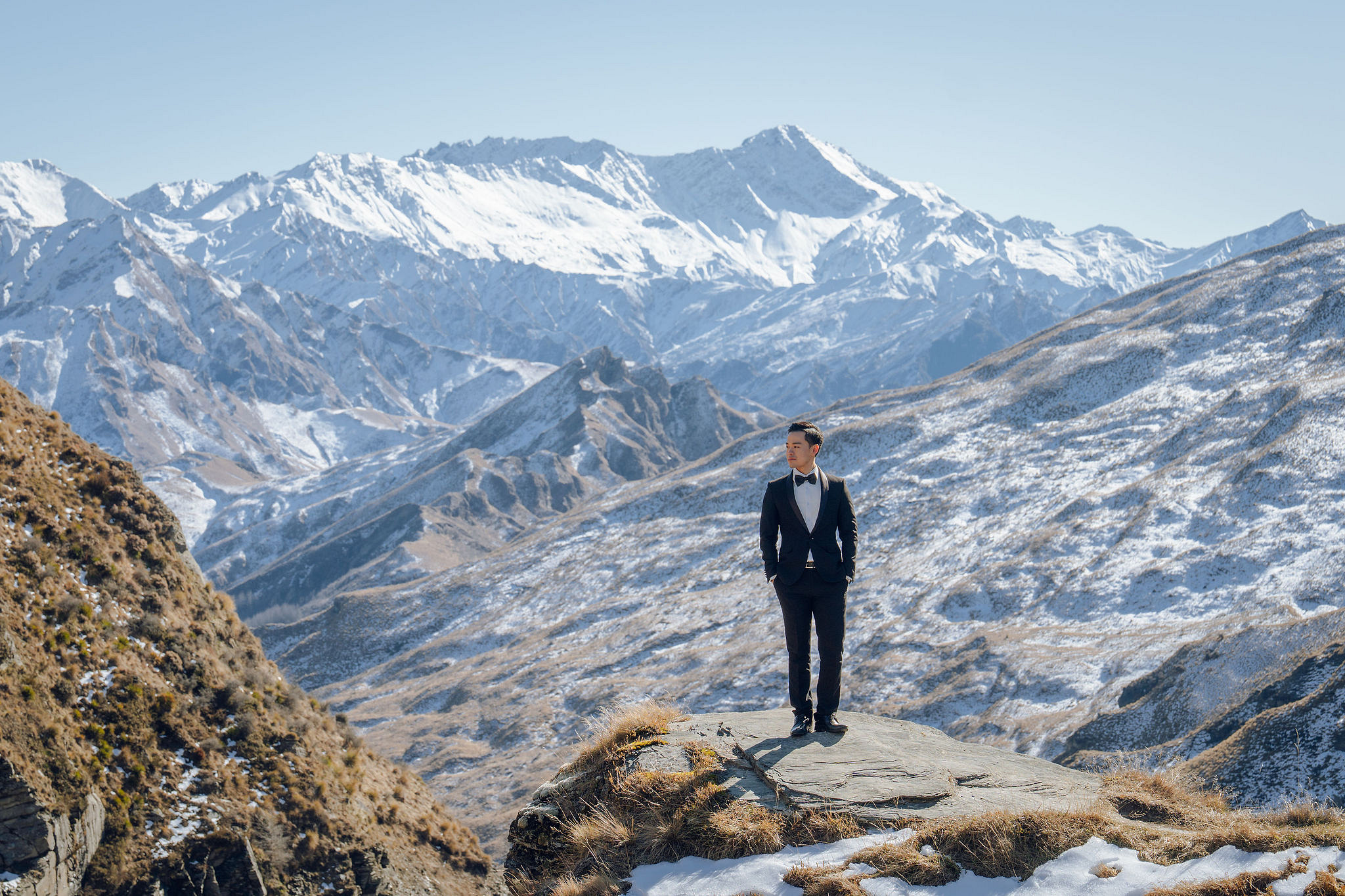 New Zealand Pre-Wedding Photoshoot | Coromandel Peak, Lake Wakatipu & Queenstown, Skippers Canyon, Lake Tekapo, Mount Cook National Park & Glacier at Skippers Canyon pre-wedding photo