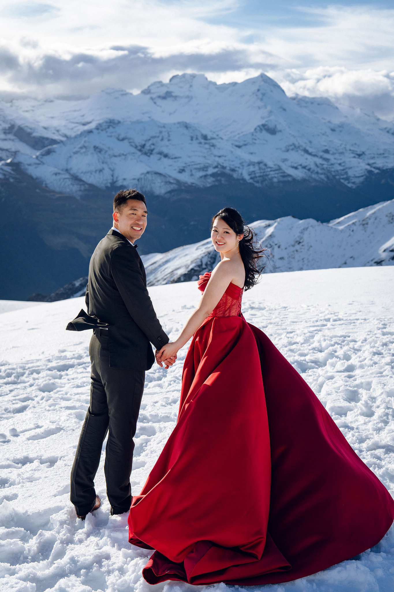 New Zealand Pre-Wedding Photoshoot | Lake Tekapo, Mount Cook, Tasman Glacier & Lake Wakatipu at Mount Invincible pre-wedding photo