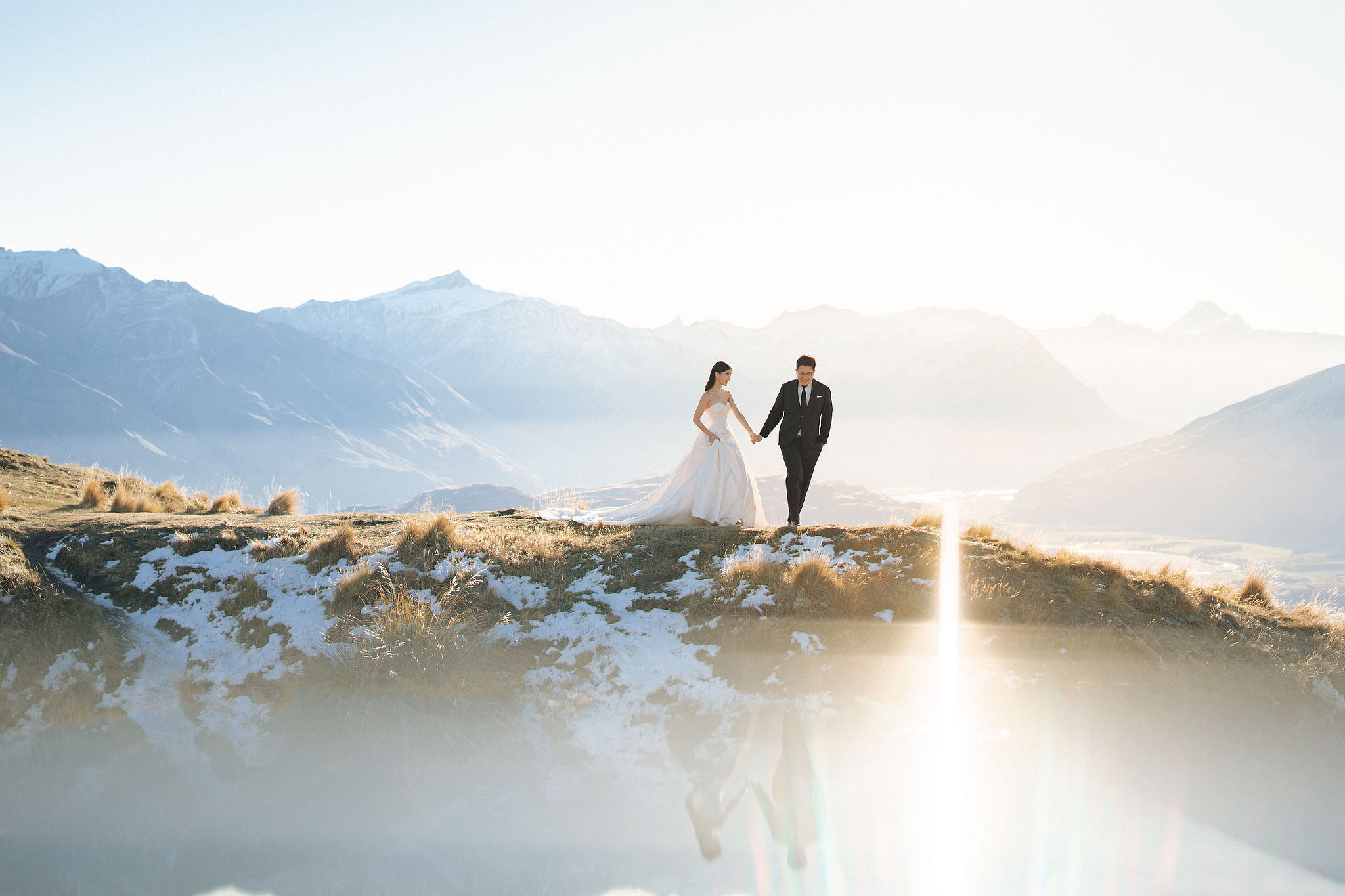 New Zealand Pre-Wedding Photoshoot | Arrowtown, Isobel Glacier, Alpaca Farm, Lake Tekapo & Mount Cook National Park at Isobel Glacier pre-wedding photo