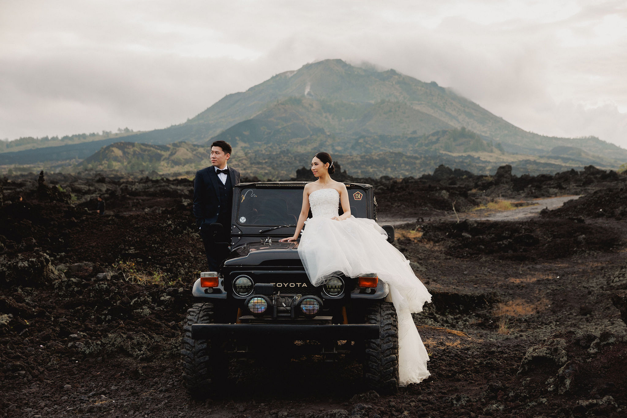 Bali Pre-Wedding Photoshoot | Mt. Batur Lava Fields, Blangsinga Waterfall & Balangan Beach at Mt. Batur Lava Fields pre-wedding photo