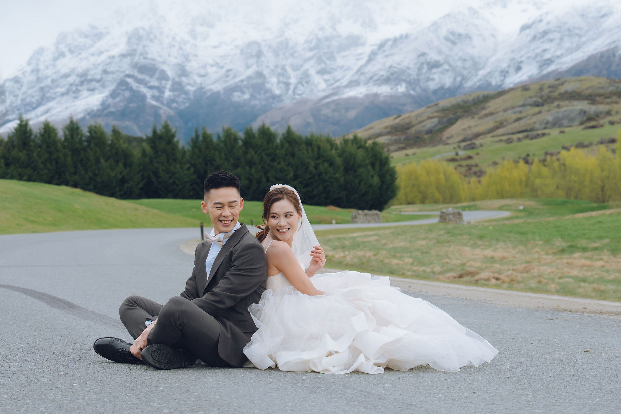 New Zealand Pre-Wedding Photoshoot | Queenstown, Lake Wakatipu, Skippers Canyon & Arrowtown at Queenstown Highway pre-wedding photo