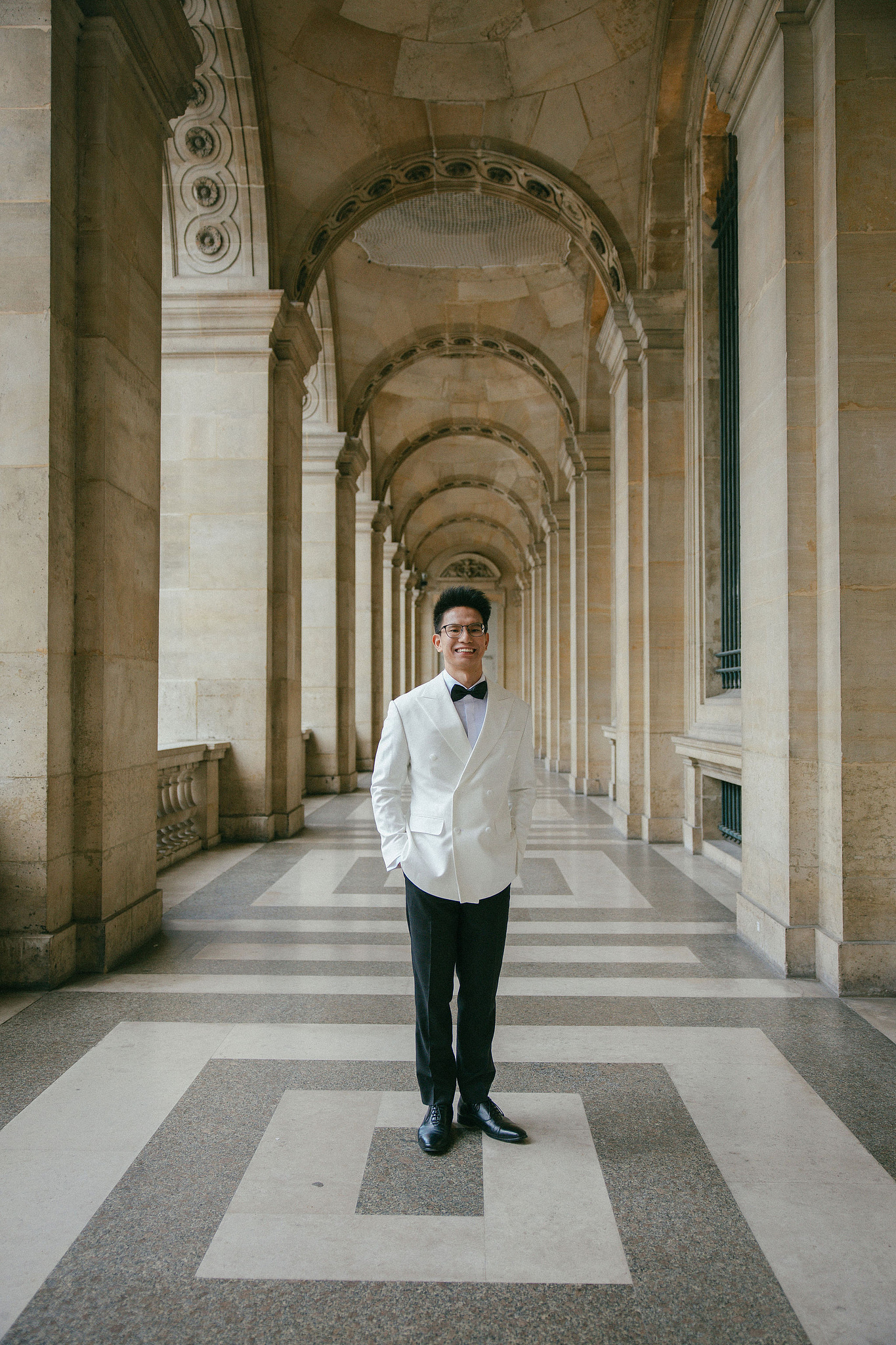 Paris Pre-Wedding Photoshoot | Place du Trocadéro, Luxembourg Gardens, Parisian Café, Louvre & Bir-Hakeim Bridge at Louvre pre-wedding photo