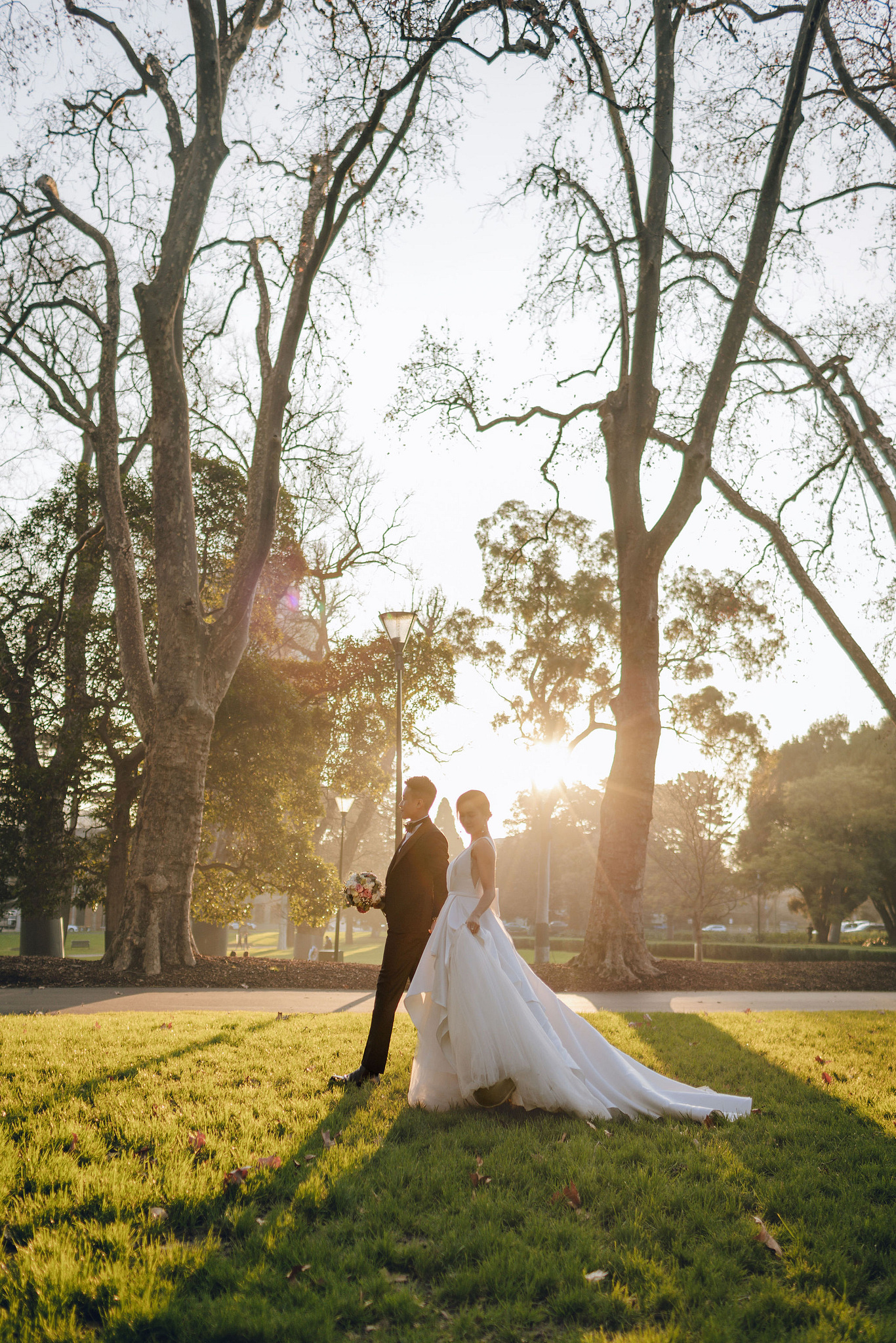 Melbourne Pre-Wedding Photoshoot | Cafe, Redwood Forest, City Streets & Carlton Gardens at Carlton Gardens pre-wedding photo