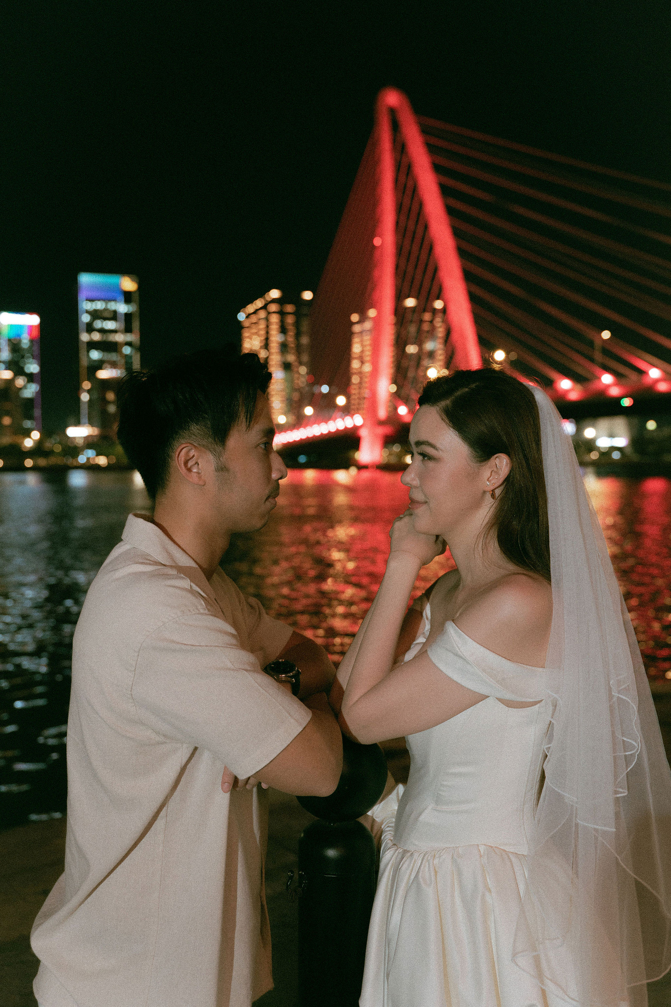 Ho Chi Minh Vietnam Pre-Wedding Photoshoot | European Film Studio, Market Streets & Saigon Bridge at Saigon Bridge pre-wedding photo