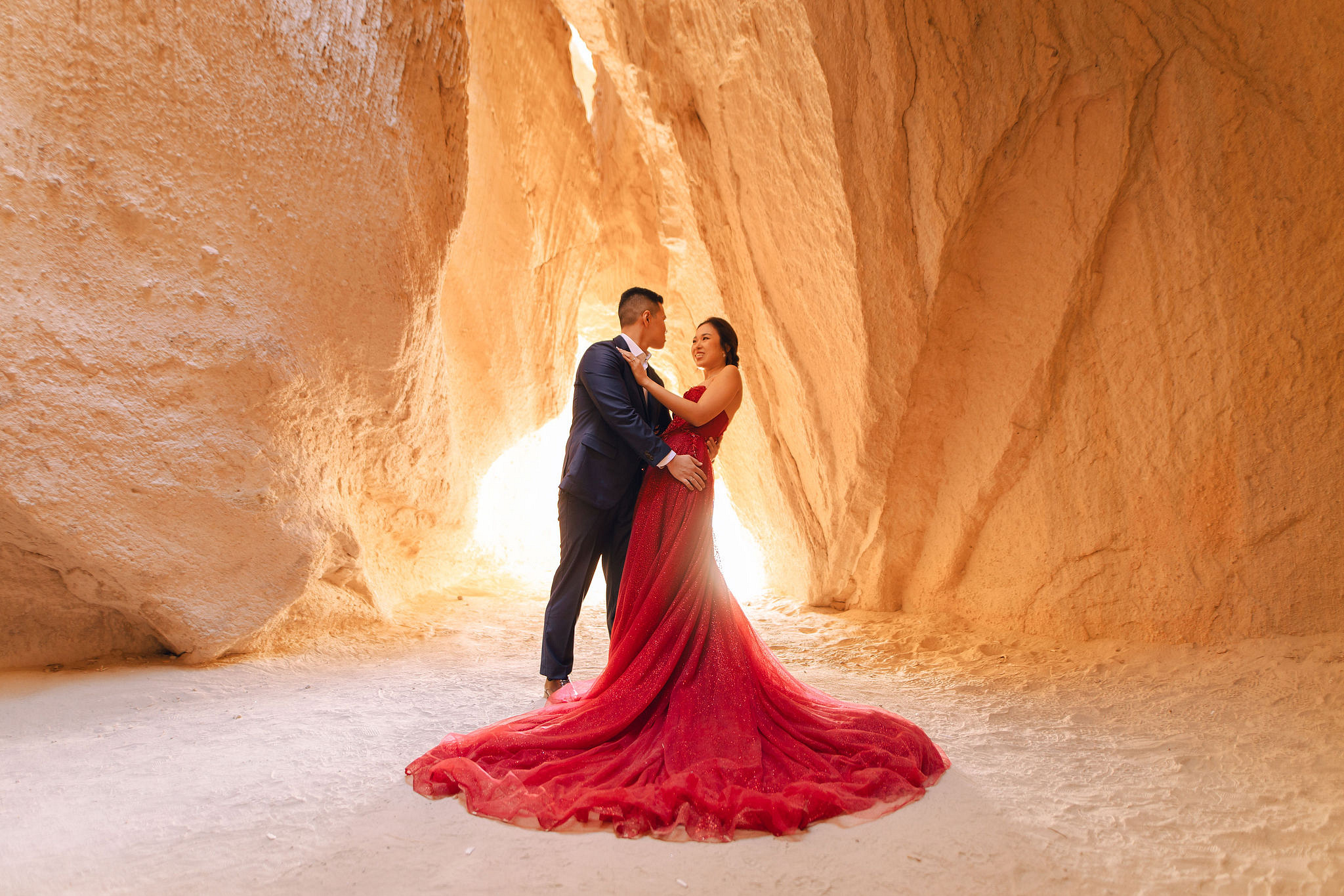Cappadocia Pre-Wedding Photoshoot | Love Valley, Canyon, Lunar Cappadocian Hotel & Lake Tuz at Canyon pre-wedding photo