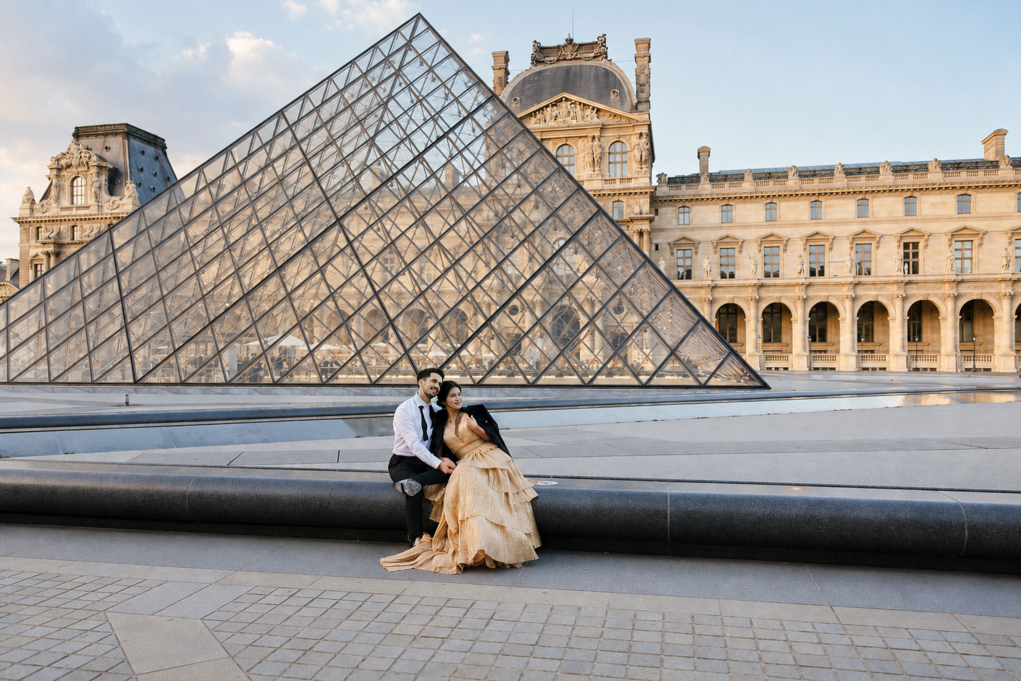 Paris Pre-Wedding Photoshoot | Place du Trocadéro, Avenue de Camoëns, Parisian Café, Tuileries Garden & Louvre at Louvre pre-wedding photo