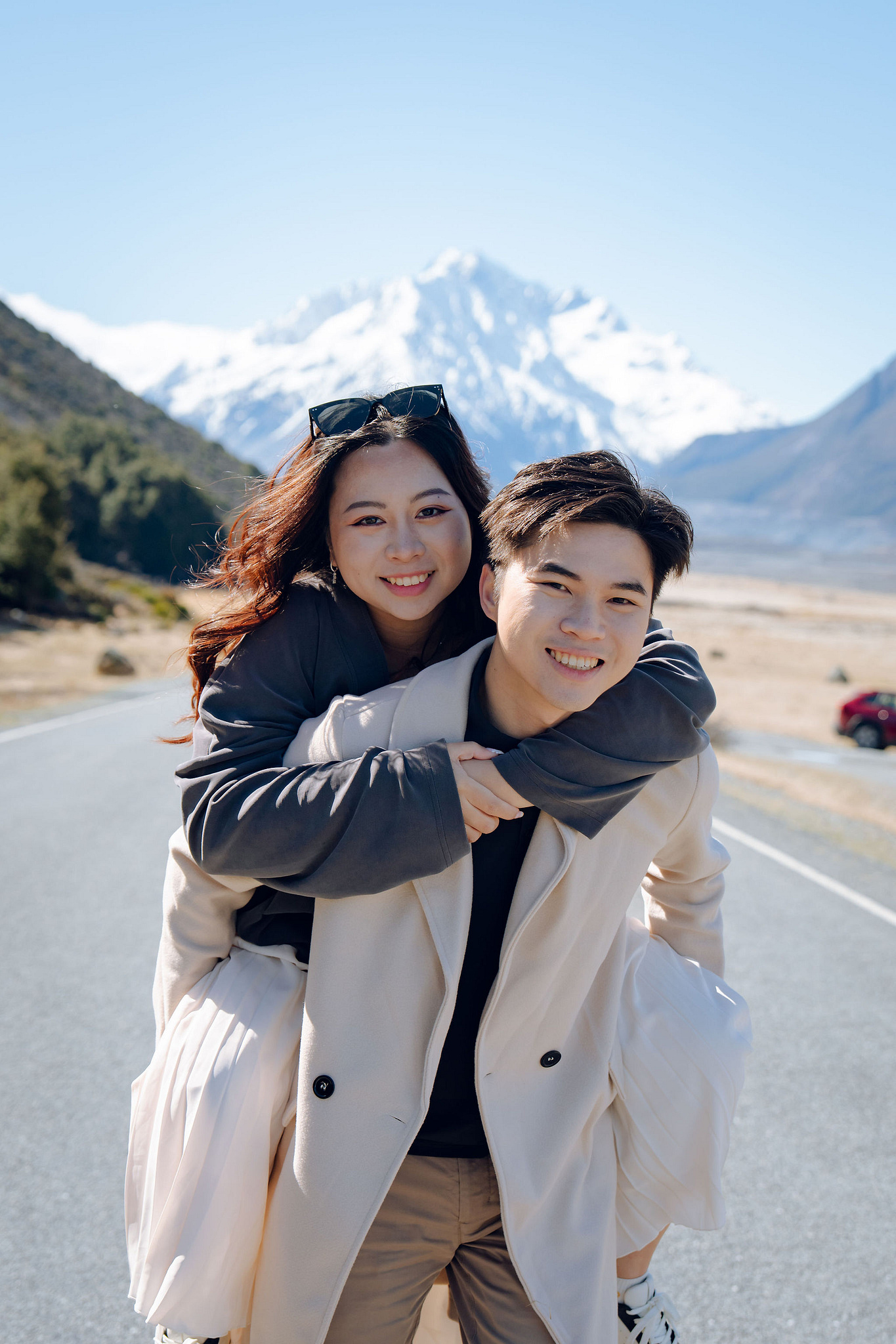 New Zealand Pre-Wedding Photoshoot | Lake Wakatipu, Alta Tarns, Coromandel Peak to Mount Cook at Mount Cook National Park pre-wedding photo