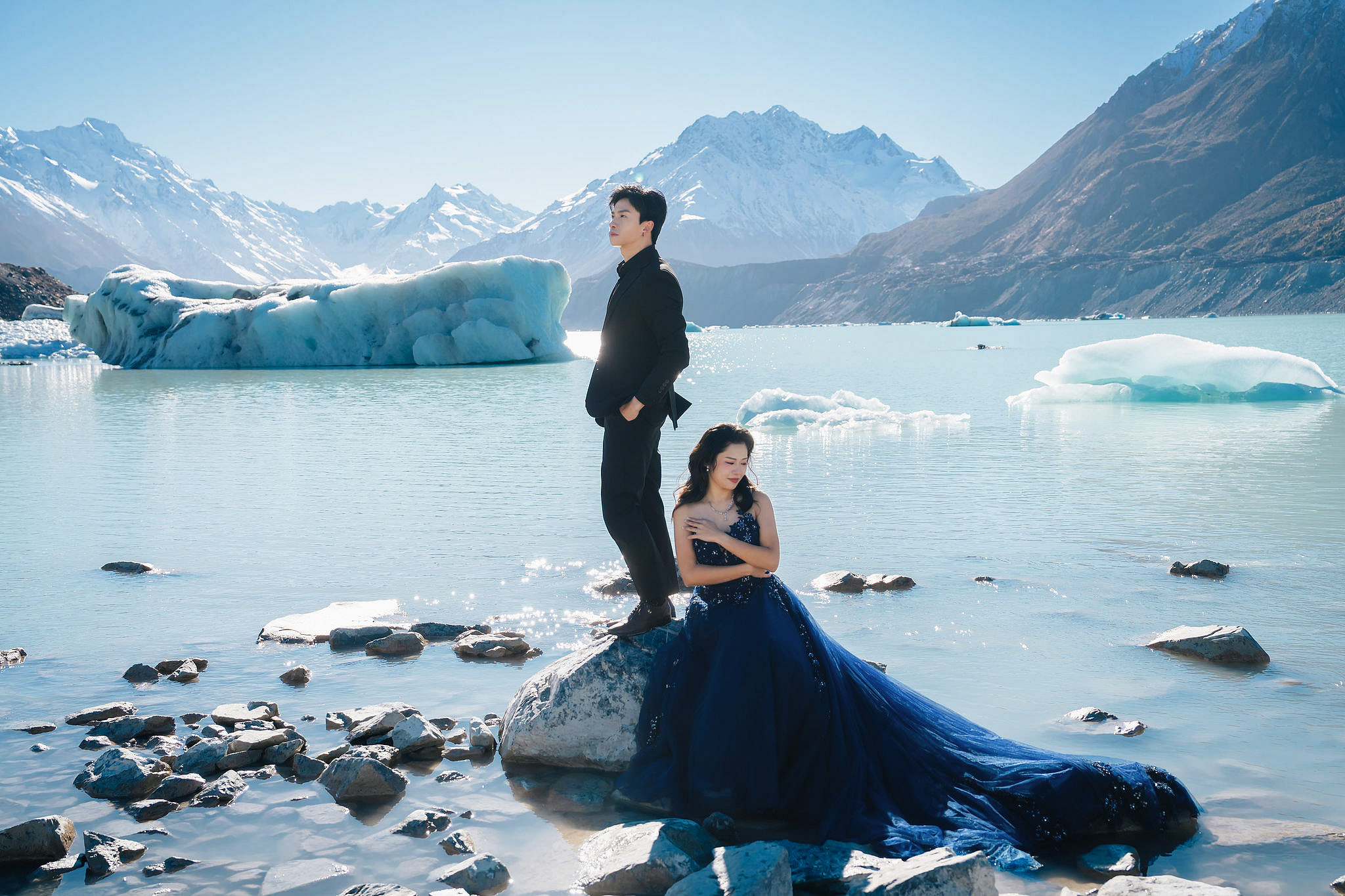 New Zealand Pre-Wedding Photoshoot | Lake Wakatipu & Cecil Peak, Glacier & Mount Cook National Park at Glacier pre-wedding photo
