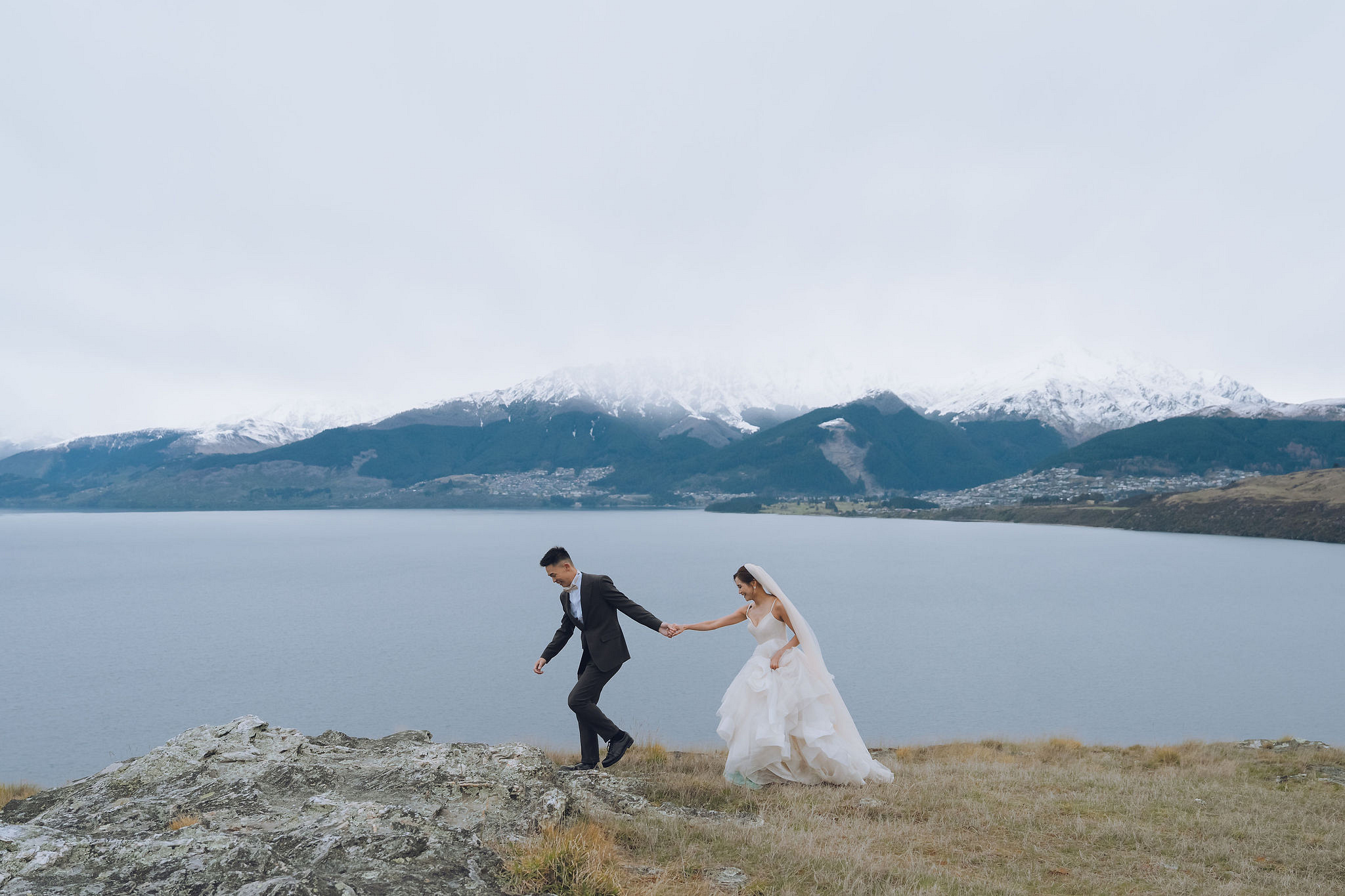 New Zealand Pre-Wedding Photoshoot | Queenstown, Lake Wakatipu, Skippers Canyon & Arrowtown at Lake Wakatipu pre-wedding photo