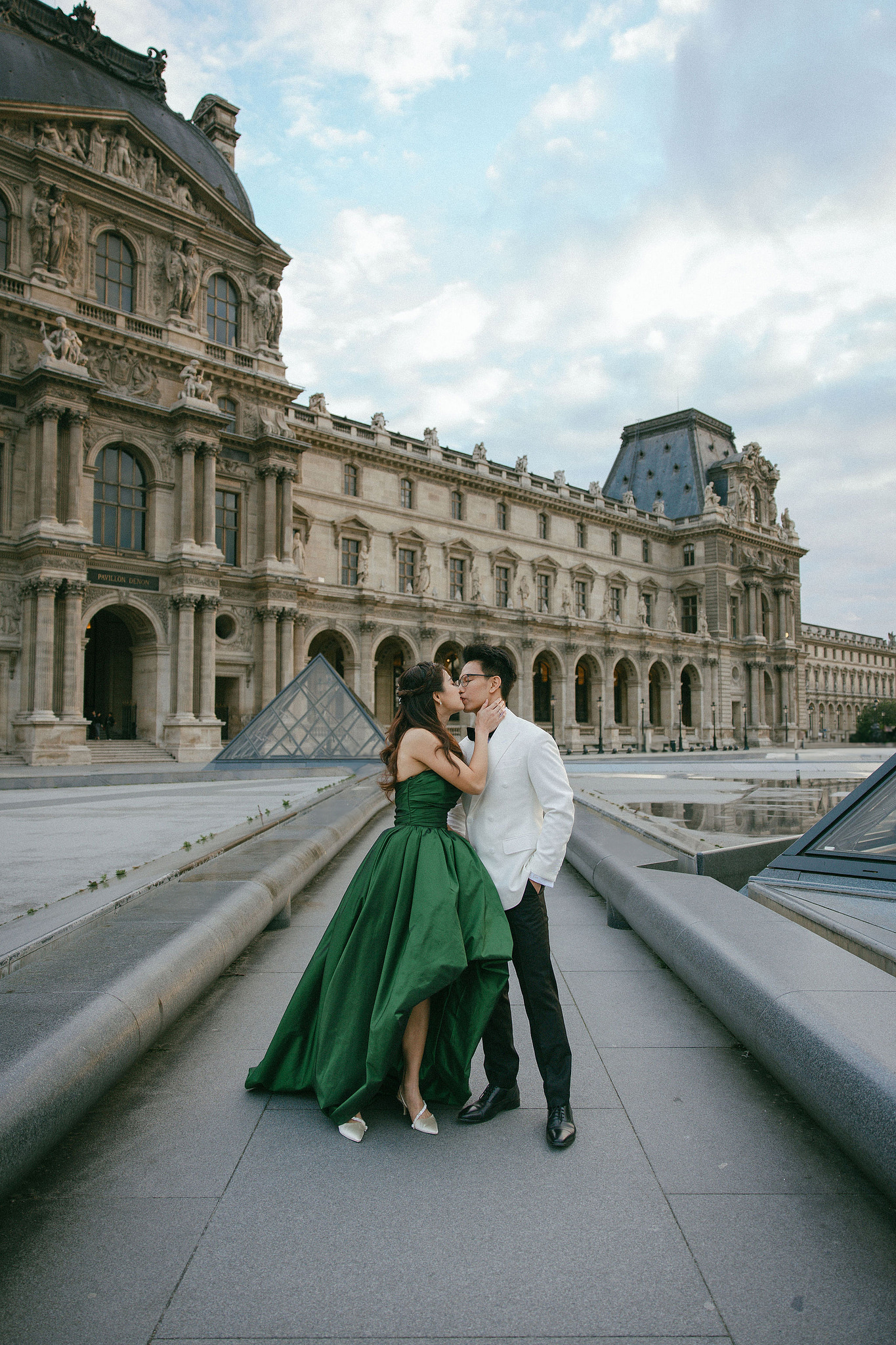 Paris Pre-Wedding Photoshoot | Place du Trocadéro, Luxembourg Gardens, Parisian Café, Louvre & Bir-Hakeim Bridge at Louvre pre-wedding photo