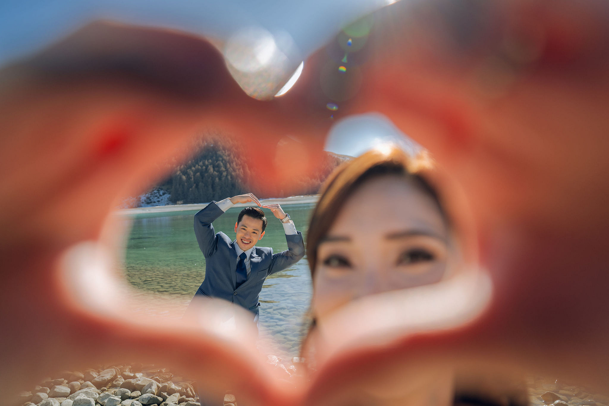 New Zealand Pre-Wedding Photoshoot | Coromandel Peak, Lake Wakatipu & Queenstown, Skippers Canyon, Lake Tekapo, Mount Cook National Park & Glacier at Lake Tekapo pre-wedding photo