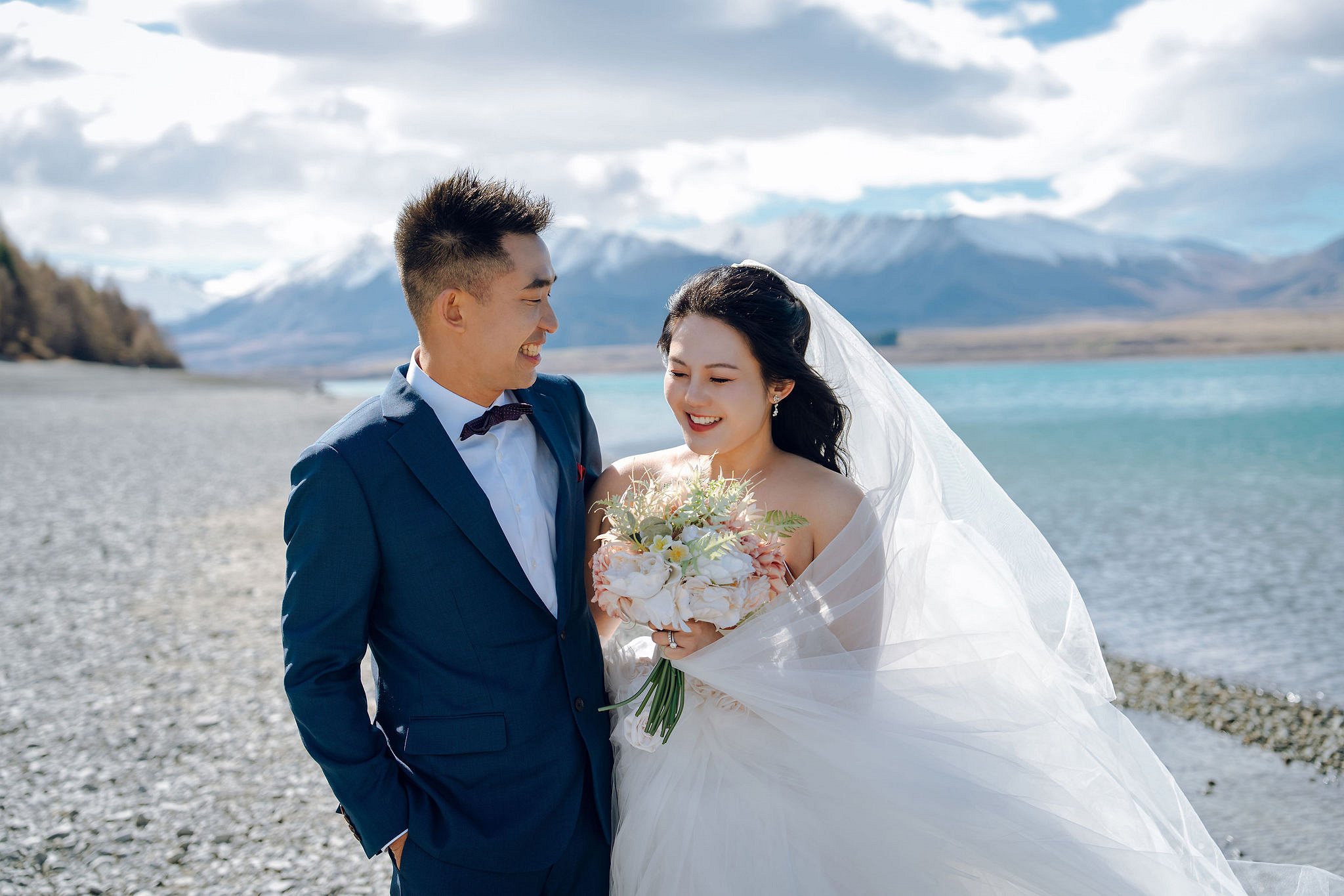 New Zealand Pre-Wedding Photoshoot | Lake Tekapo, Mount Cook, Tasman Glacier & Lake Wakatipu at Lake Tekapo pre-wedding photo