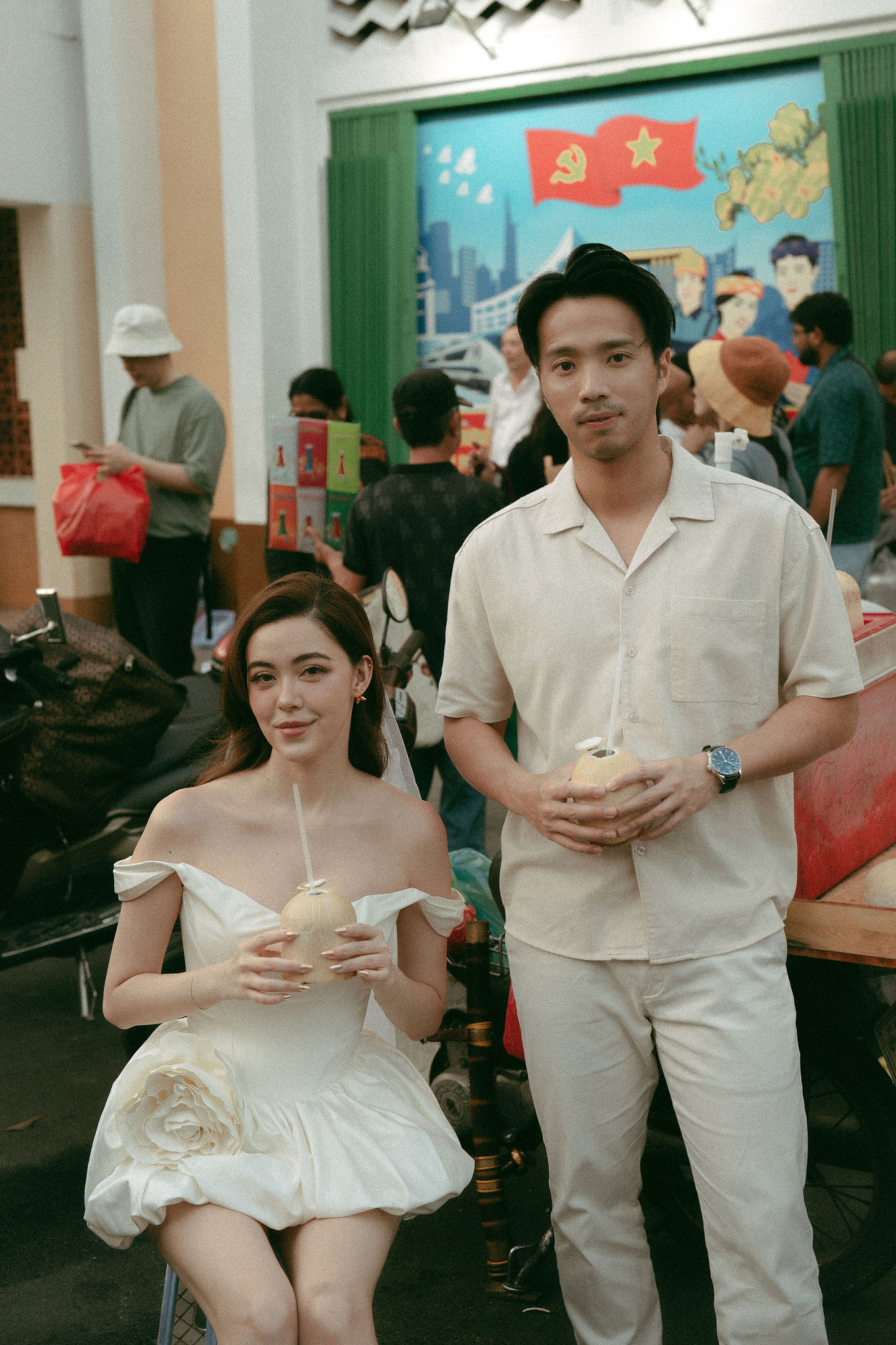 Ho Chi Minh Vietnam Pre-Wedding Photoshoot | European Film Studio, Market Streets & Saigon Bridge at Local Market pre-wedding photo
