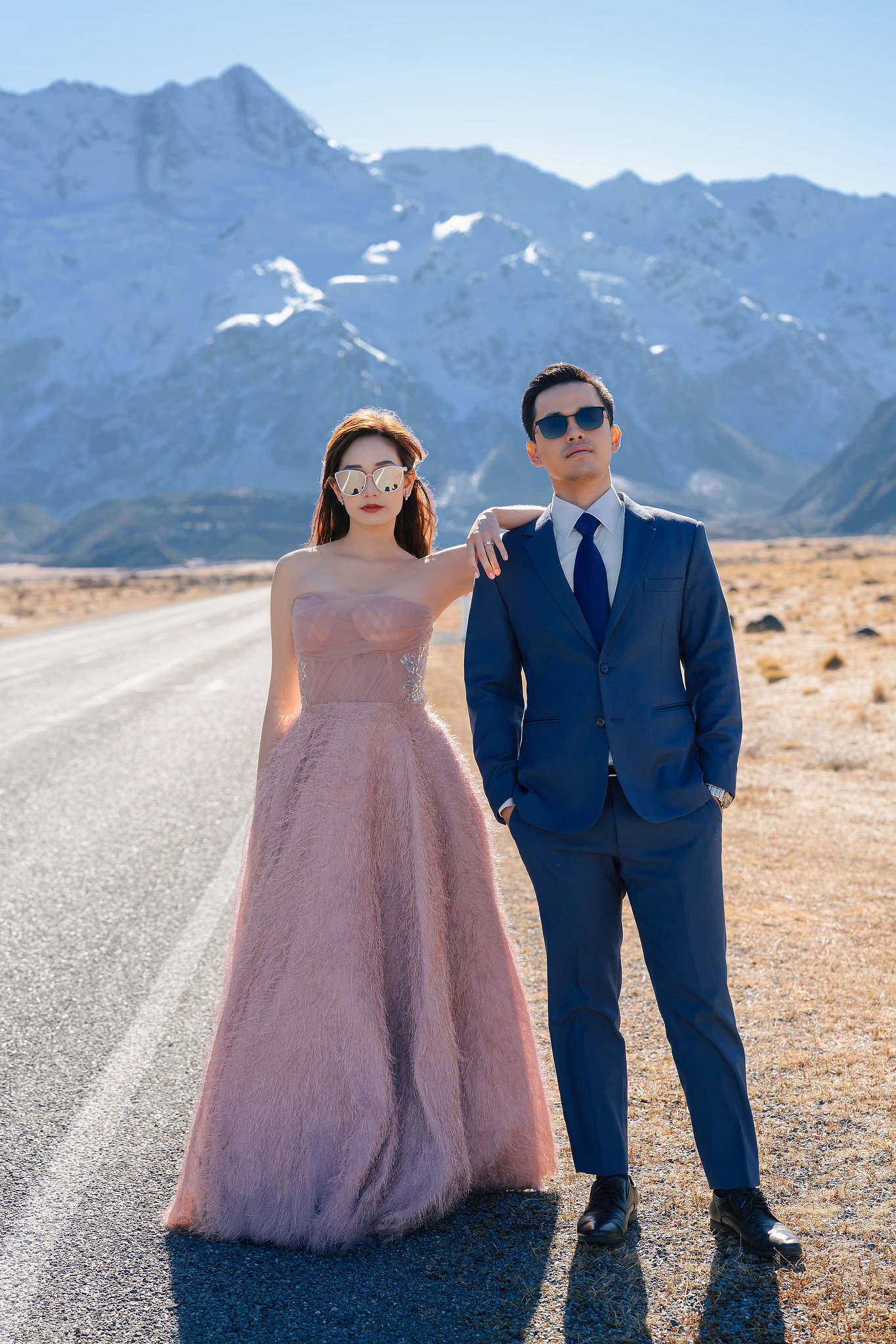 New Zealand Pre-Wedding Photoshoot | Coromandel Peak, Lake Wakatipu & Queenstown, Skippers Canyon, Lake Tekapo, Mount Cook National Park & Glacier at Mount Cook National Park pre-wedding photo