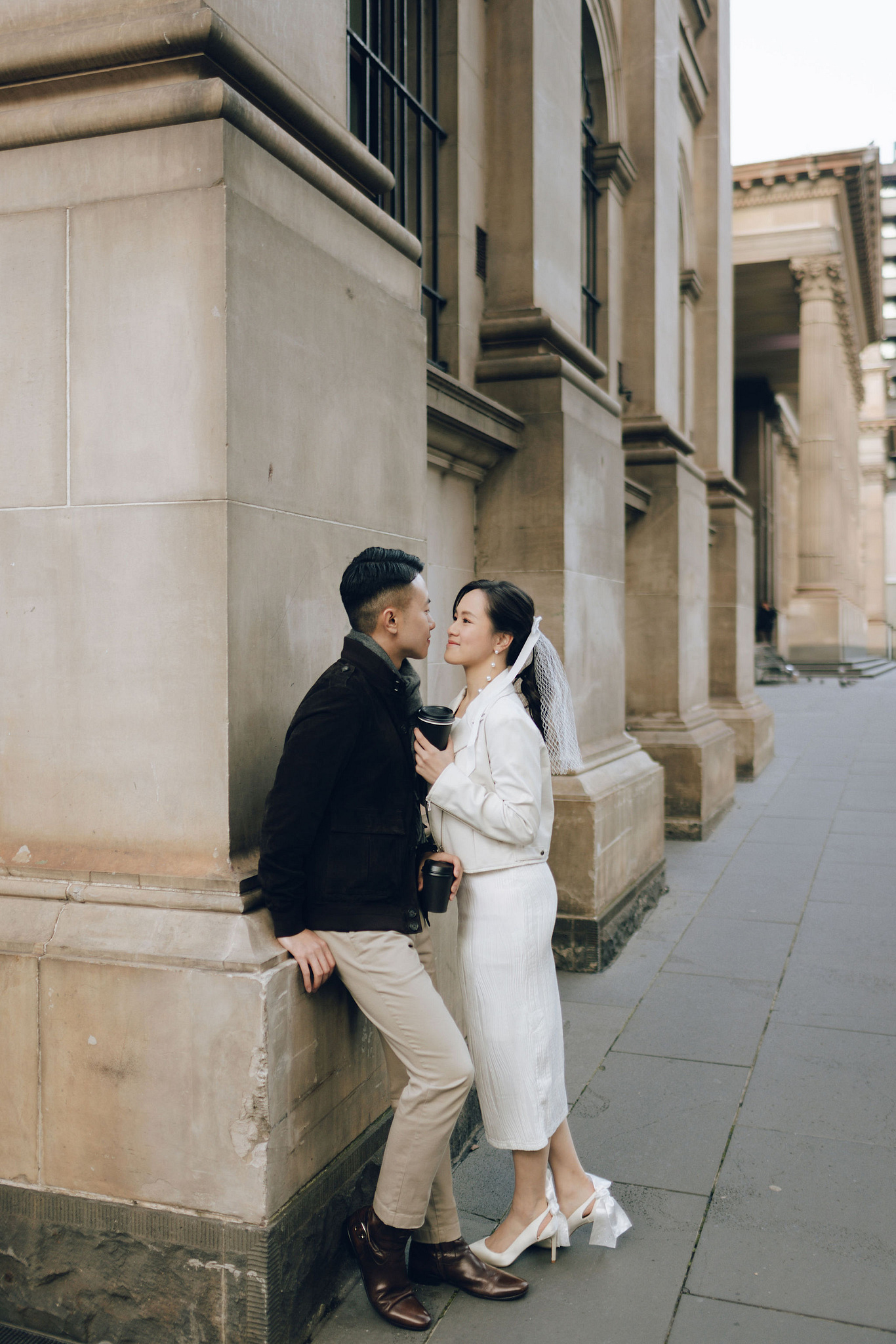 Melbourne Pre-Wedding Photoshoot | Cafe, Redwood Forest, City Streets & Carlton Gardens at Melbourne City Streets pre-wedding photo