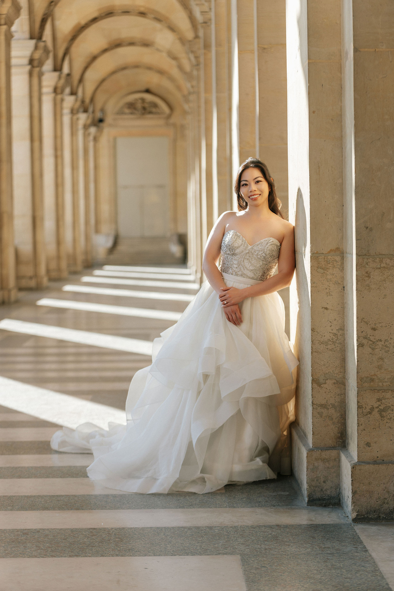 Paris Pre-Wedding Photoshoot | Place du Trocadéro, Port Debilly, Louvre, Parisian Streets & Bir-Hakeim Bridge at Louvre pre-wedding photo