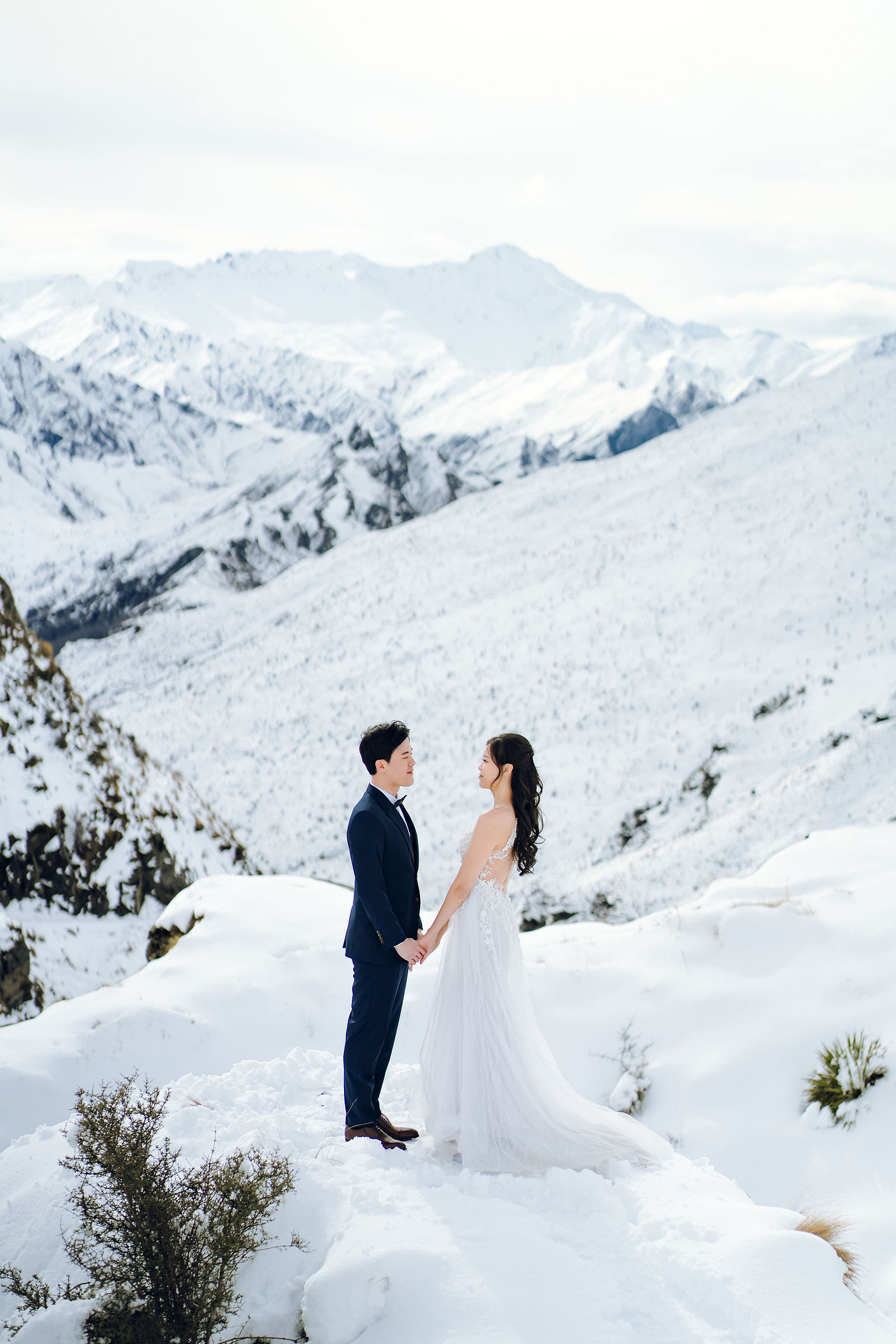 New Zealand Pre-Wedding Photoshoot | Cherry Blossoms, Coromandel Peak & Lake Wakatipu at Coromandel Peak pre-wedding photo