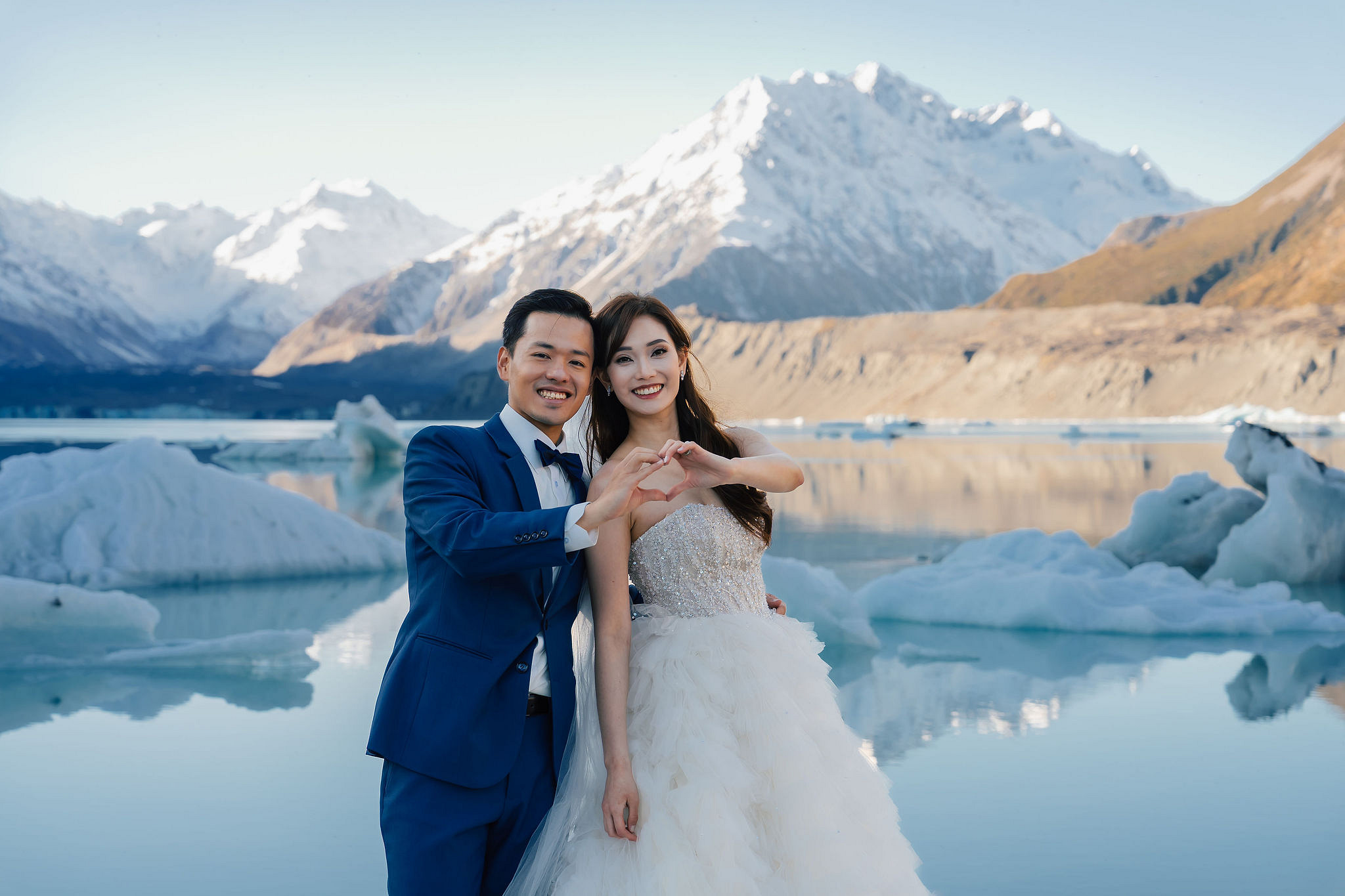New Zealand Pre-Wedding Photoshoot | Coromandel Peak, Lake Wakatipu & Queenstown, Skippers Canyon, Lake Tekapo, Mount Cook National Park & Glacier at Glacier pre-wedding photo