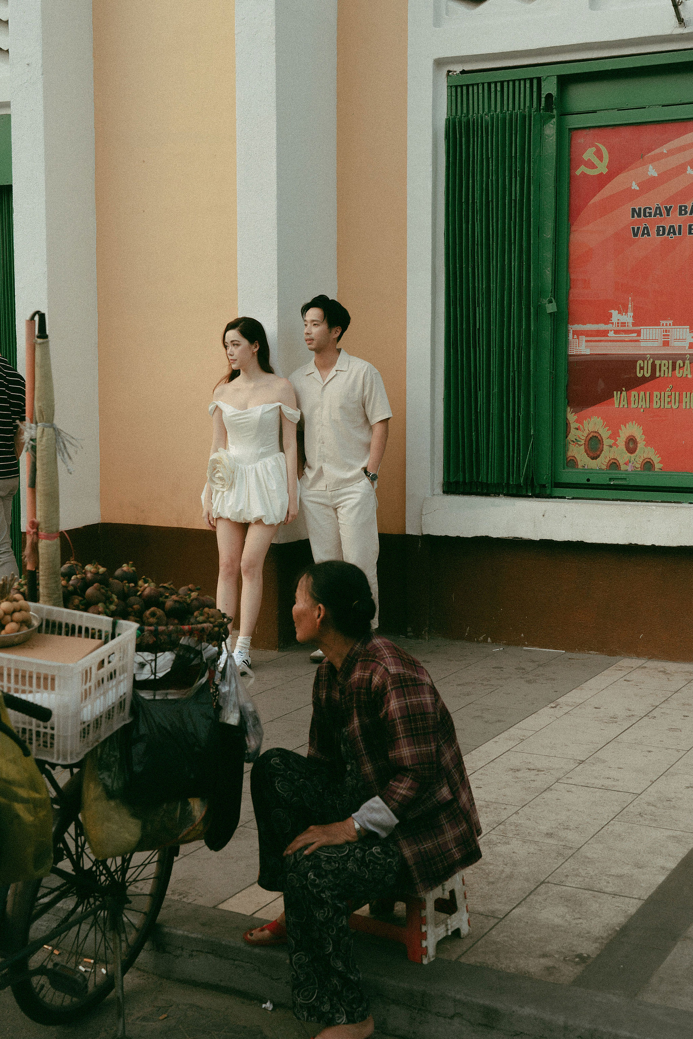 Ho Chi Minh Vietnam Pre-Wedding Photoshoot | European Film Studio, Market Streets & Saigon Bridge at Local Market pre-wedding photo