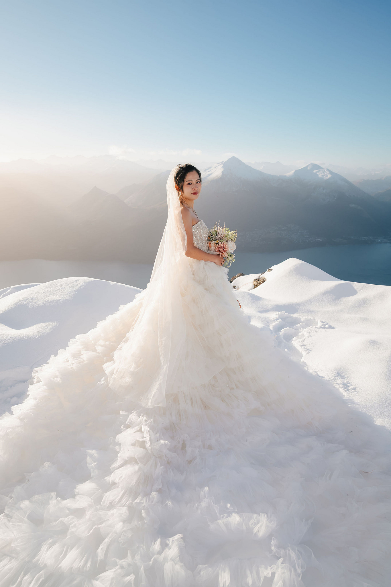 New Zealand Pre-Wedding Photoshoot | Lake Wakatipu & Cecil Peak, Glacier & Mount Cook National Park at Lake Wakatipu & Cecil Peak pre-wedding photo